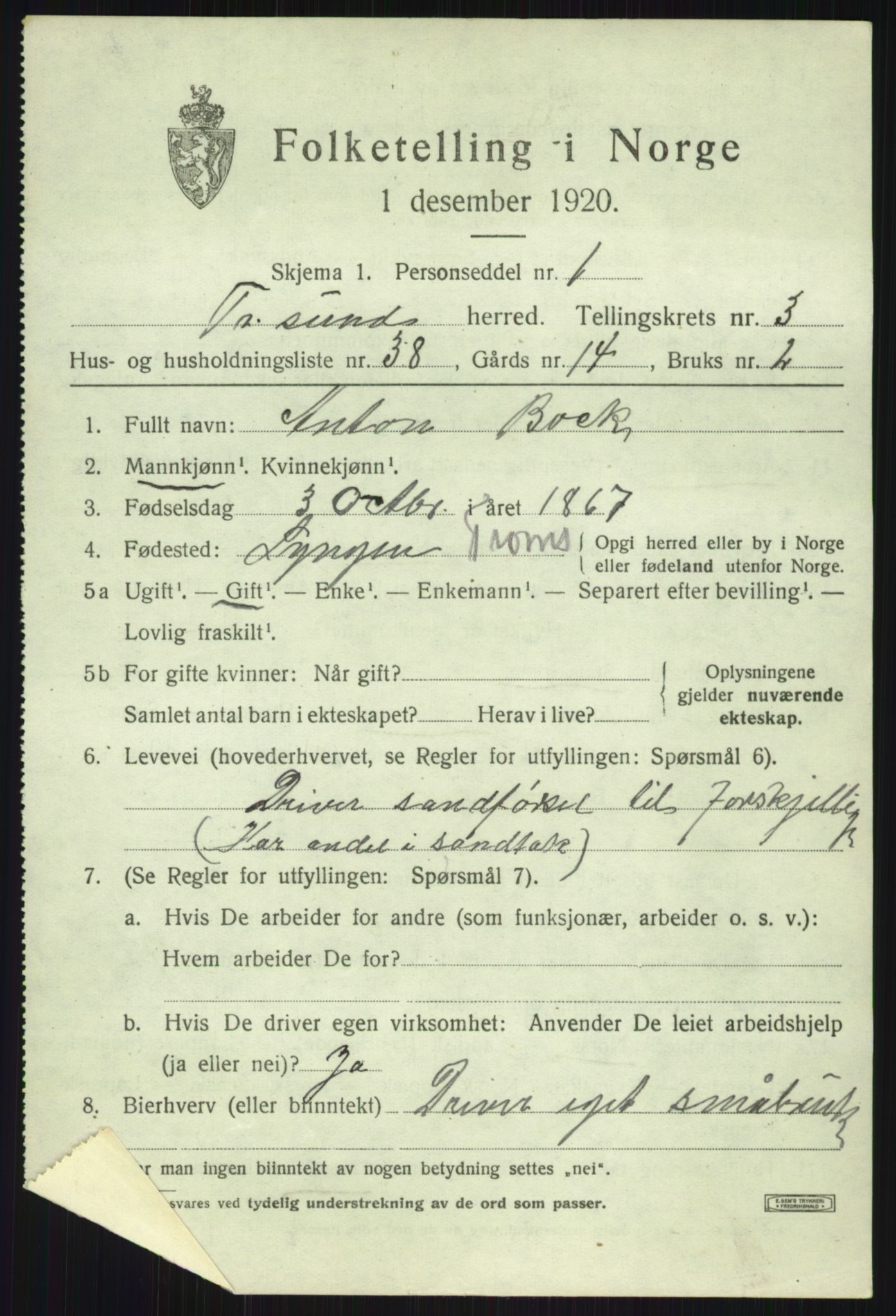 SATØ, 1920 census for Tromsøysund, 1920, p. 3186