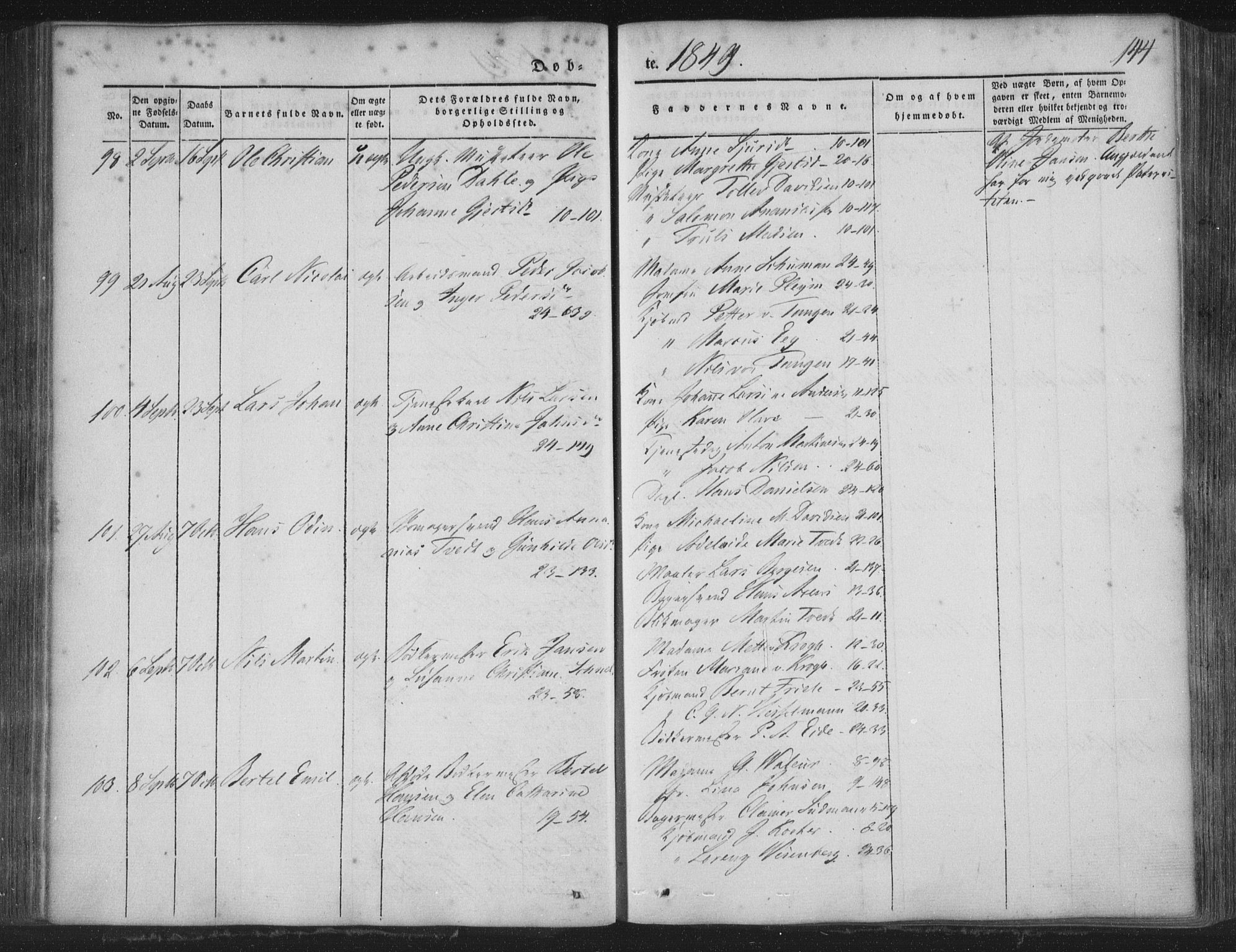 Korskirken sokneprestembete, SAB/A-76101/H/Haa/L0016: Parish register (official) no. B 2, 1841-1851, p. 144
