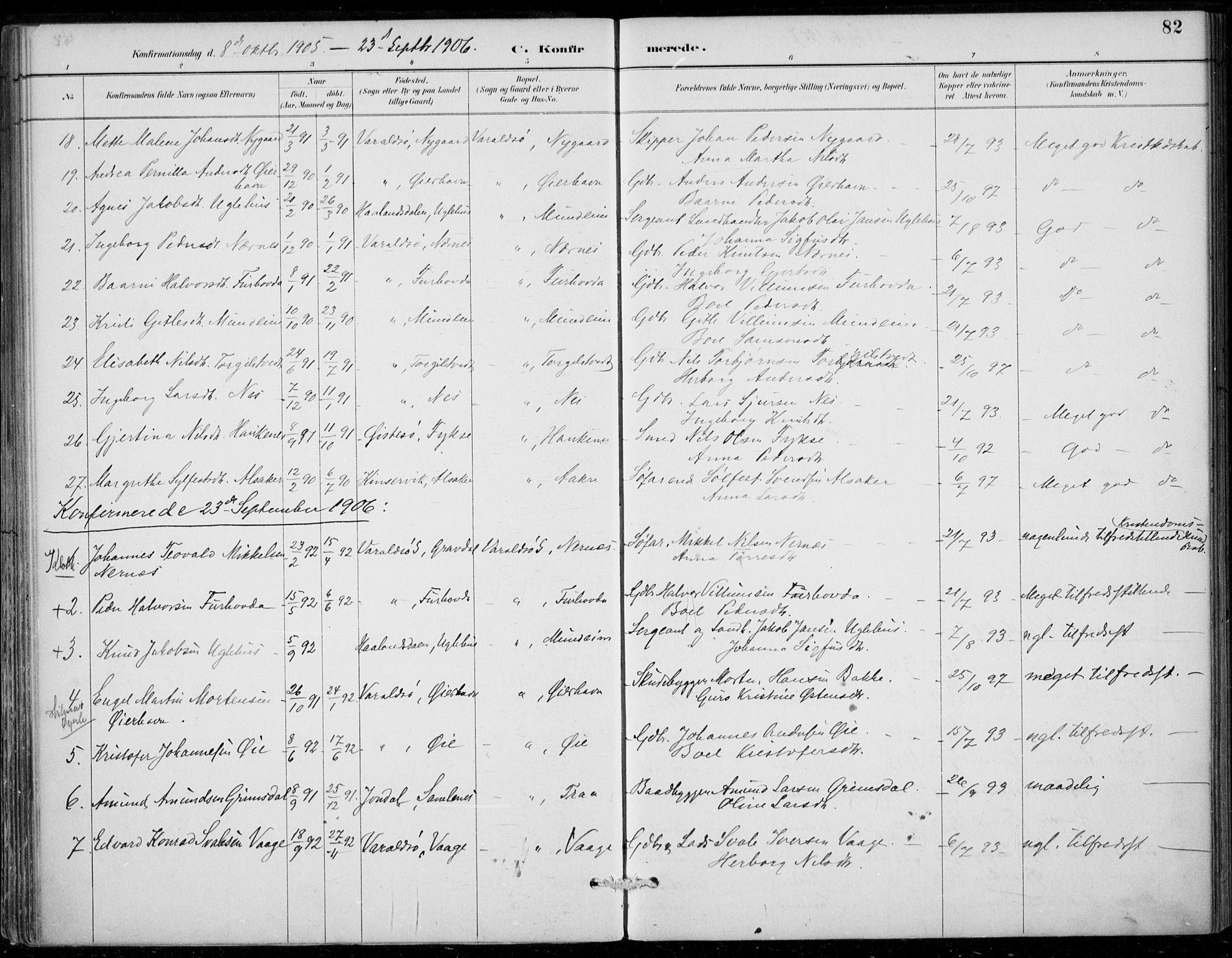 Strandebarm sokneprestembete, SAB/A-78401/H/Haa: Parish register (official) no. D  1, 1886-1912, p. 82
