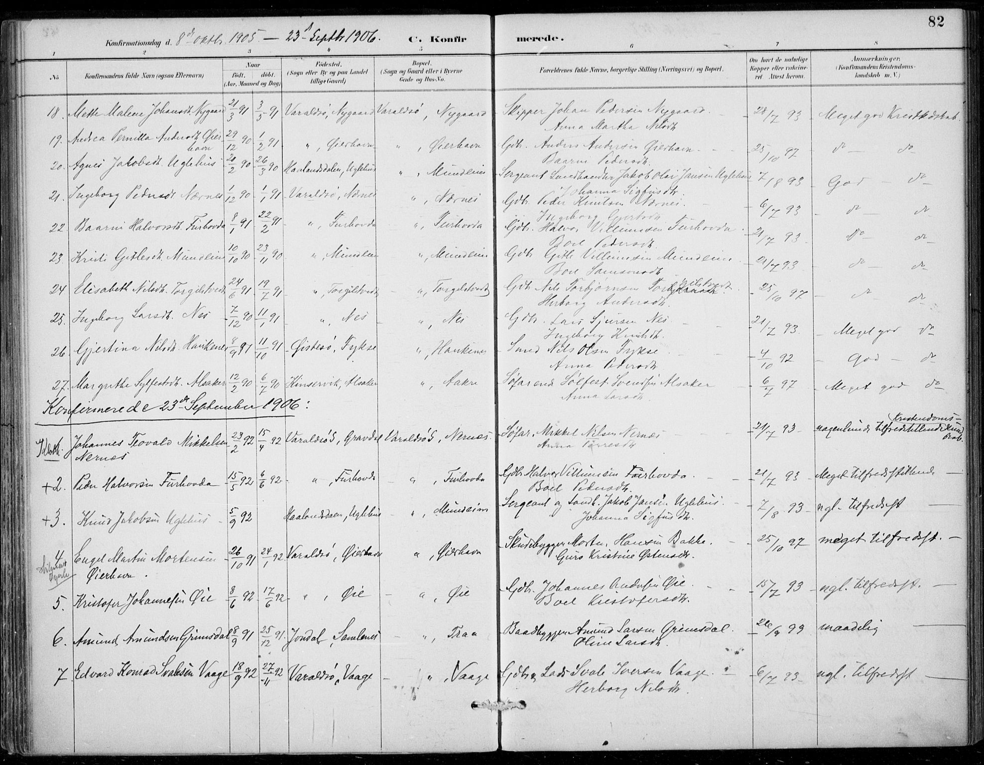 Strandebarm sokneprestembete, AV/SAB-A-78401/H/Haa: Parish register (official) no. D  1, 1886-1912, p. 82