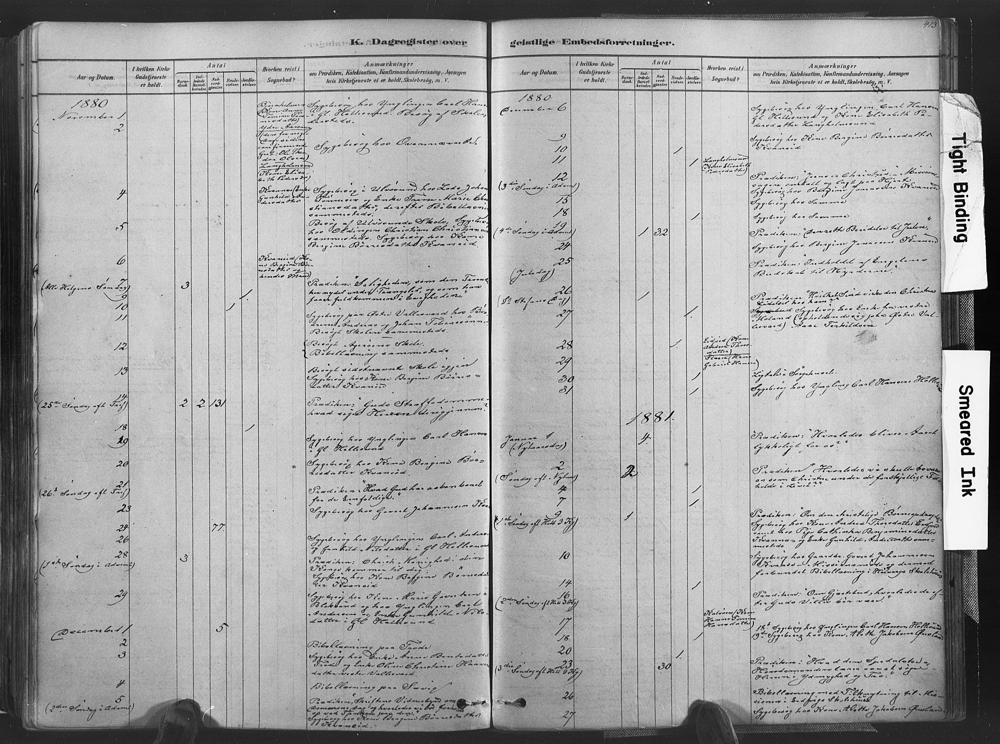 Høvåg sokneprestkontor, AV/SAK-1111-0025/F/Fa/L0005: Parish register (official) no. A 5, 1878-1893, p. 413