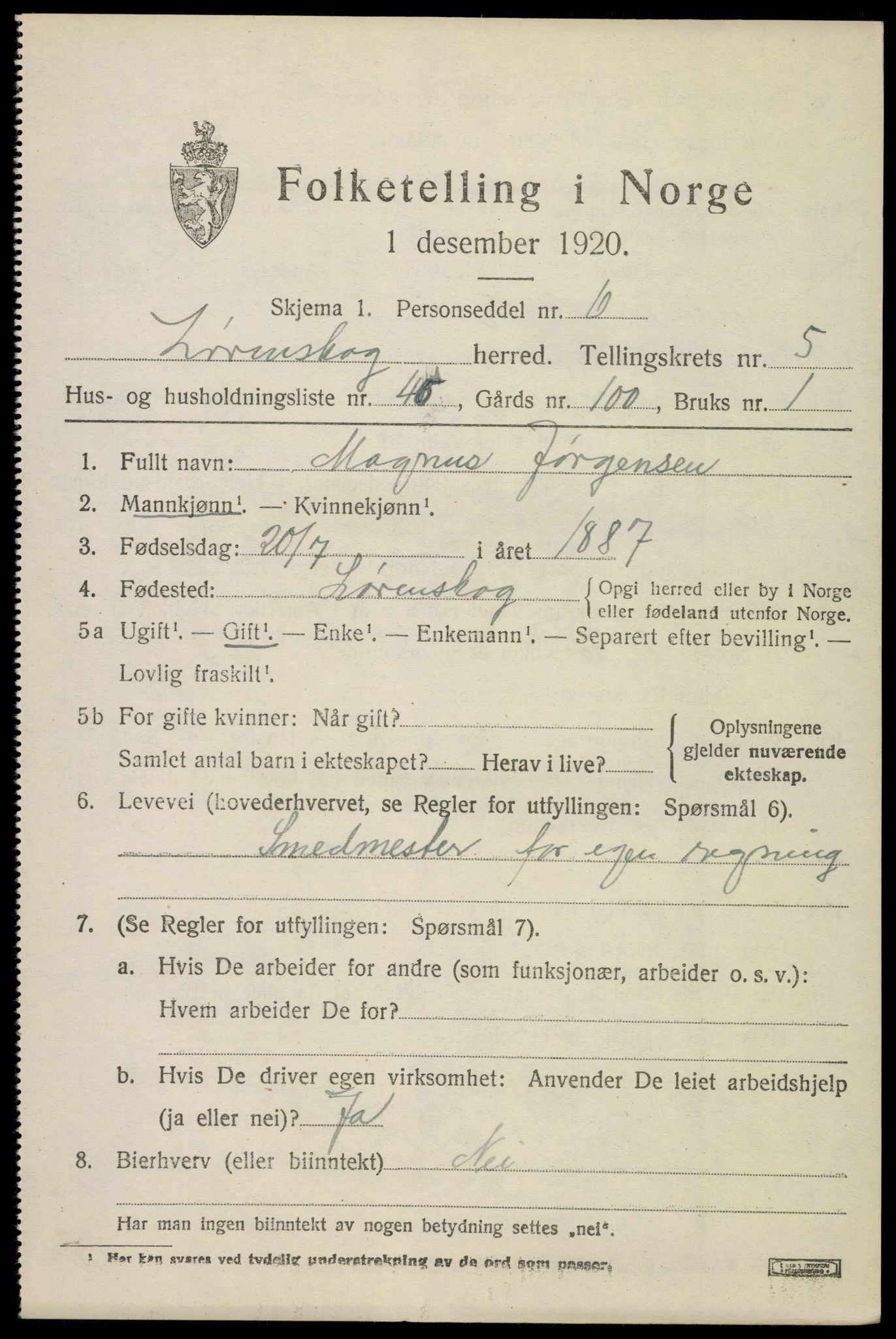 SAO, 1920 census for Lørenskog, 1920, p. 4803