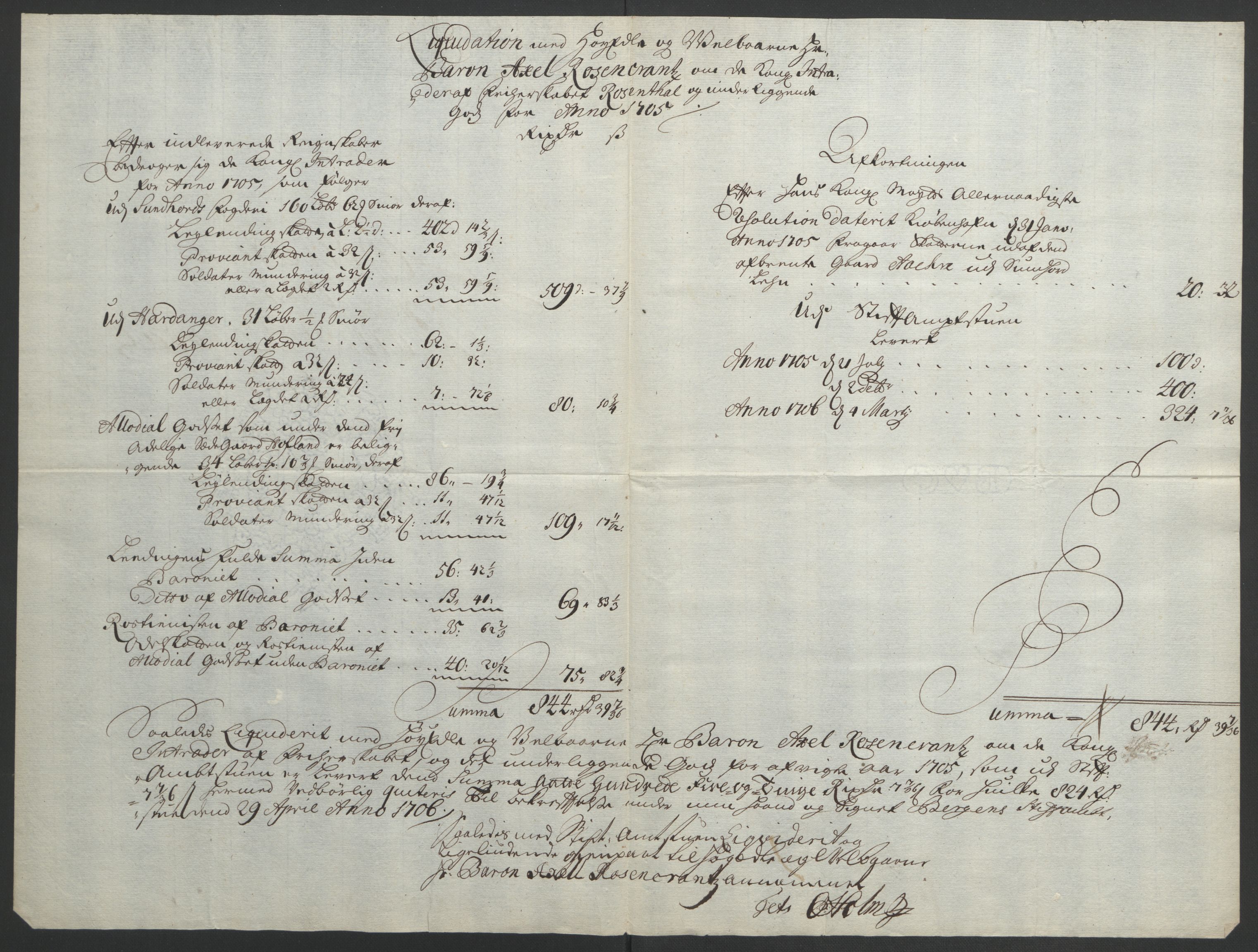 Rentekammeret inntil 1814, Reviderte regnskaper, Fogderegnskap, AV/RA-EA-4092/R49/L3138: Fogderegnskap Rosendal Baroni, 1691-1714, p. 176