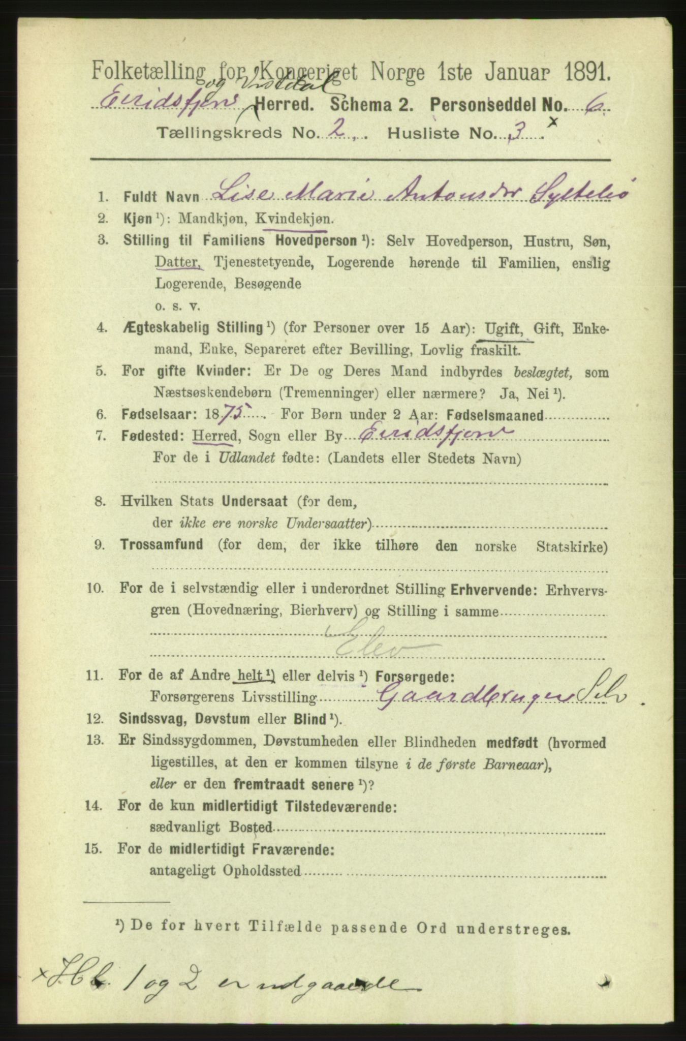 RA, 1891 census for 1542 Eresfjord og Vistdal, 1891, p. 368