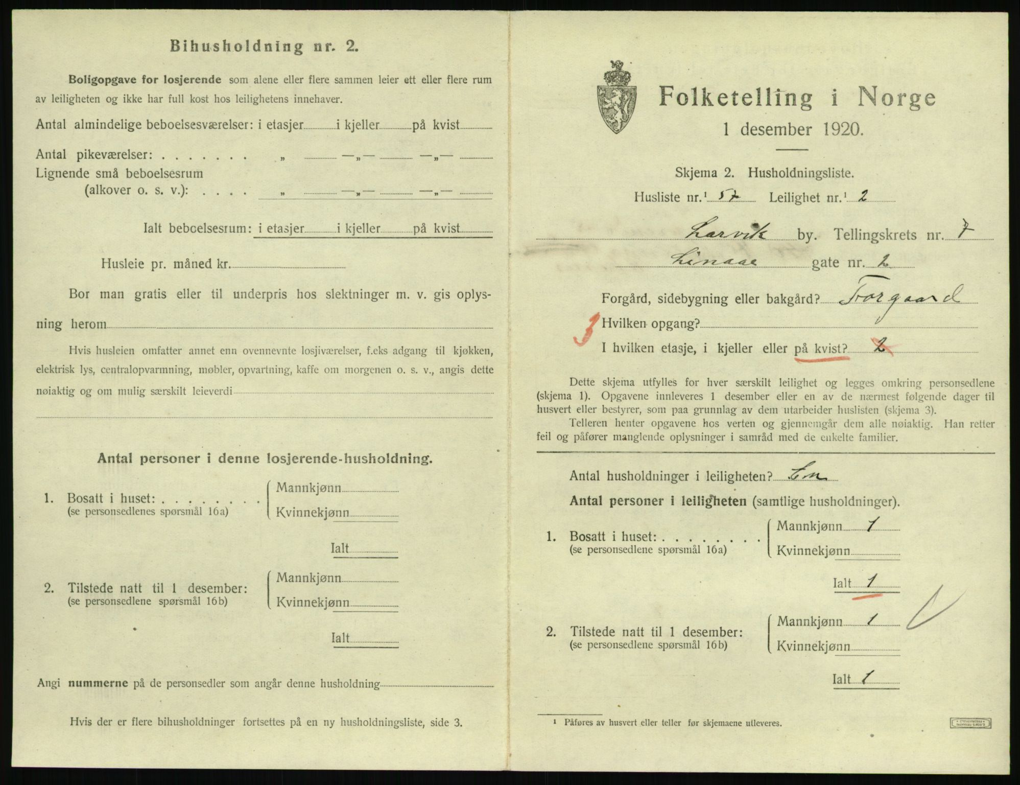 SAKO, 1920 census for Larvik, 1920, p. 6170