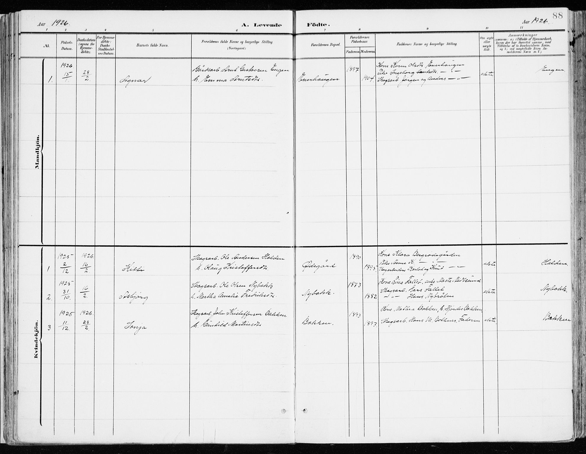 Nord-Odal prestekontor, SAH/PREST-032/H/Ha/Haa/L0009: Parish register (official) no. 9, 1902-1926, p. 88