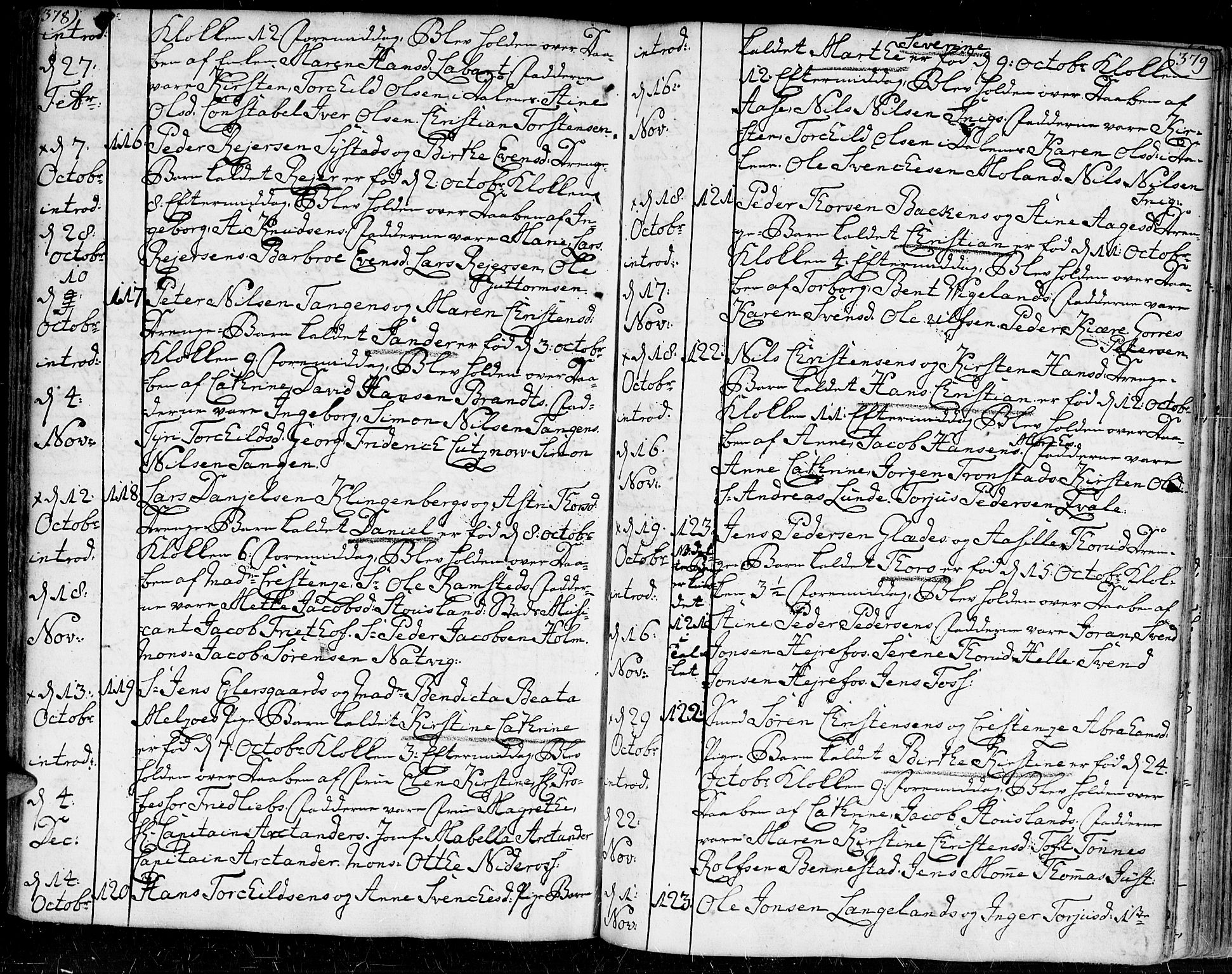 Kristiansand domprosti, AV/SAK-1112-0006/F/Fa/L0002: Parish register (official) no. A 2, 1755-1778, p. 378-379