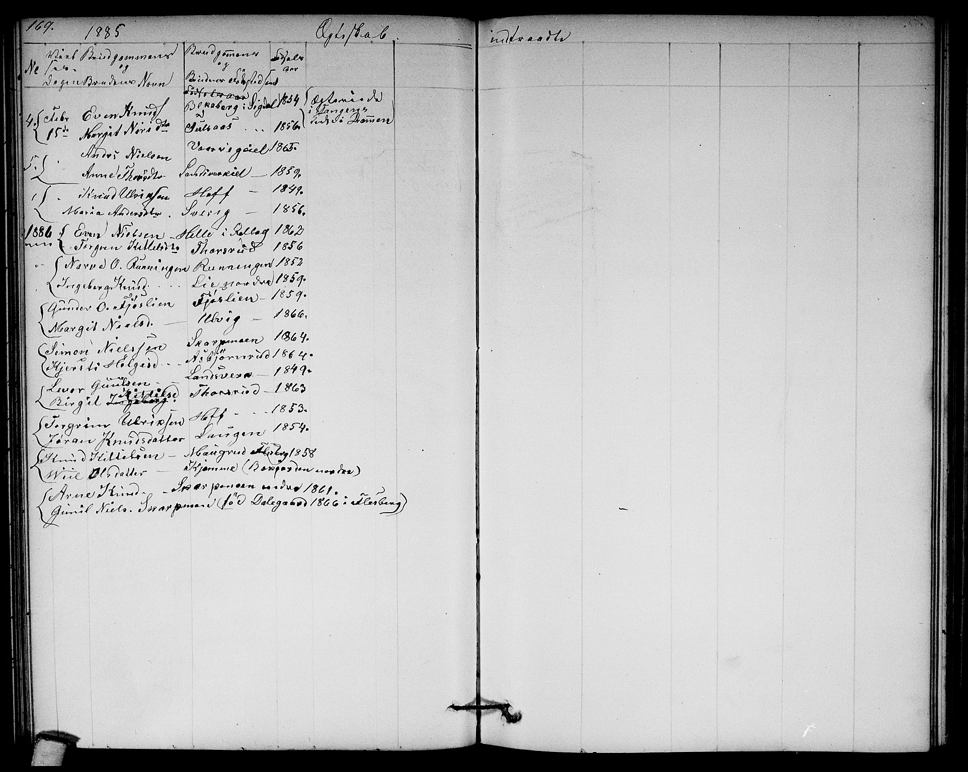 Rollag kirkebøker, AV/SAKO-A-240/G/Ga/L0003: Parish register (copy) no. I 3, 1856-1887, p. 169