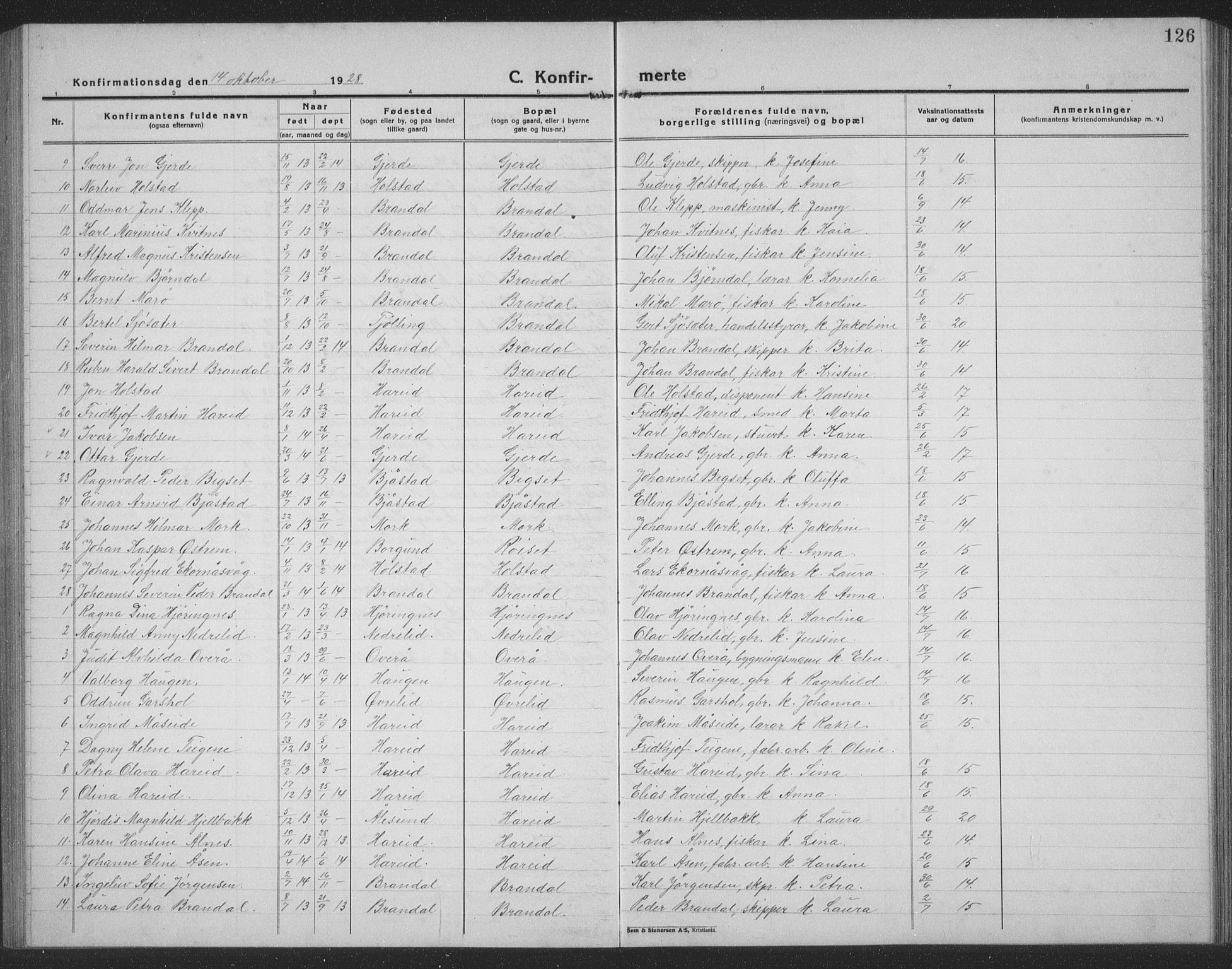 Ministerialprotokoller, klokkerbøker og fødselsregistre - Møre og Romsdal, AV/SAT-A-1454/510/L0127: Parish register (copy) no. 510C04, 1923-1939, p. 126