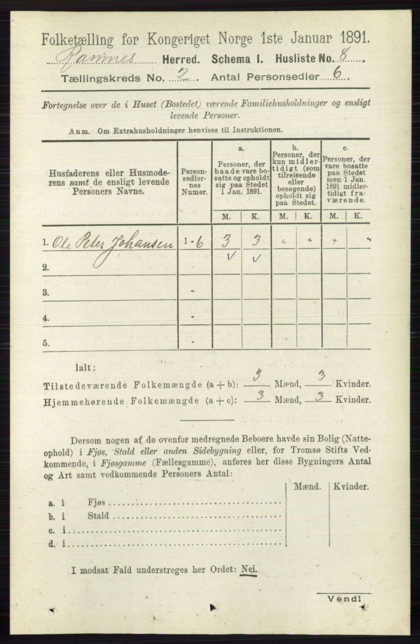 RA, 1891 census for 0718 Ramnes, 1891, p. 462