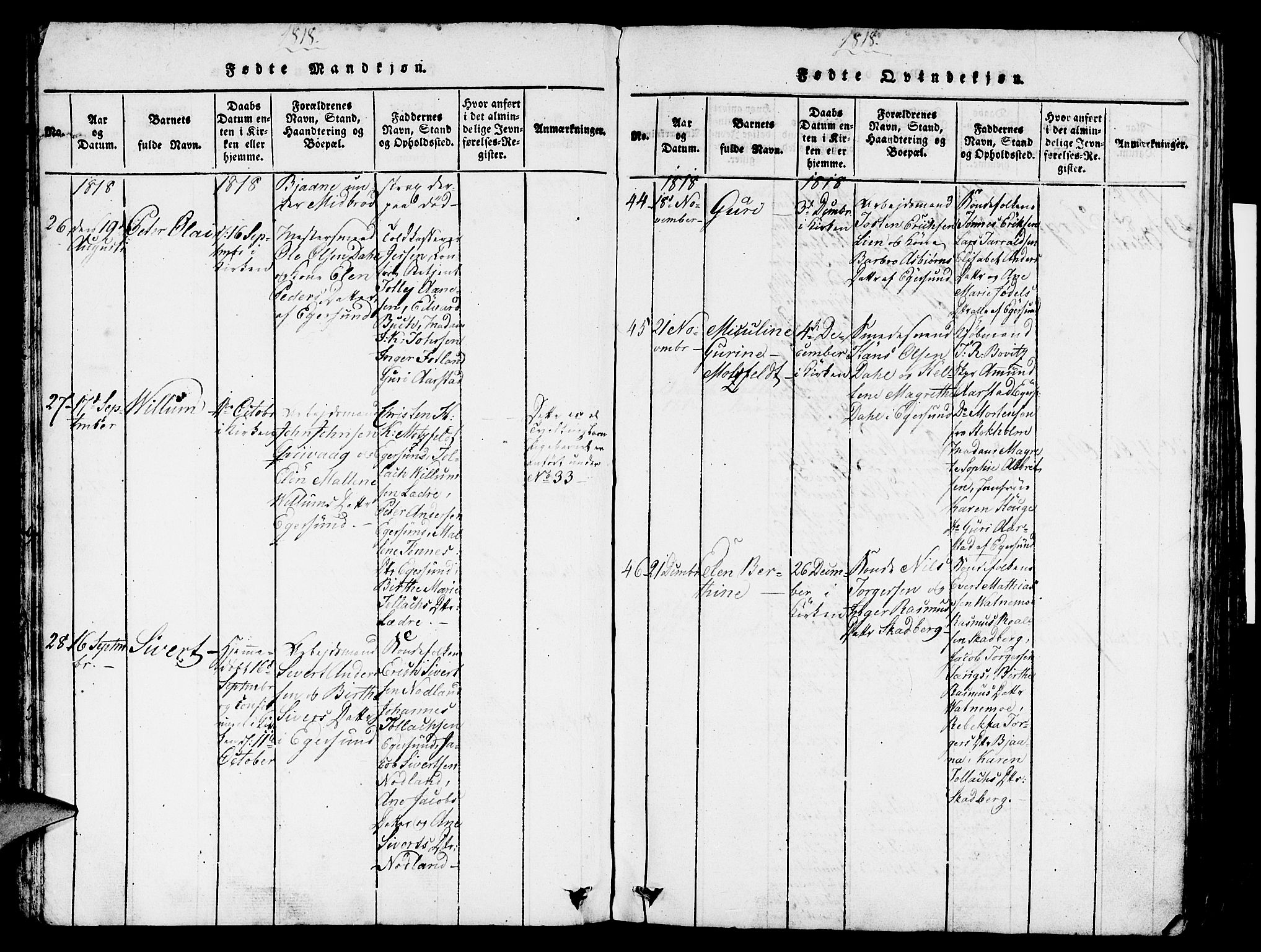 Eigersund sokneprestkontor, AV/SAST-A-101807/S08/L0007: Parish register (official) no. A 7, 1815-1827