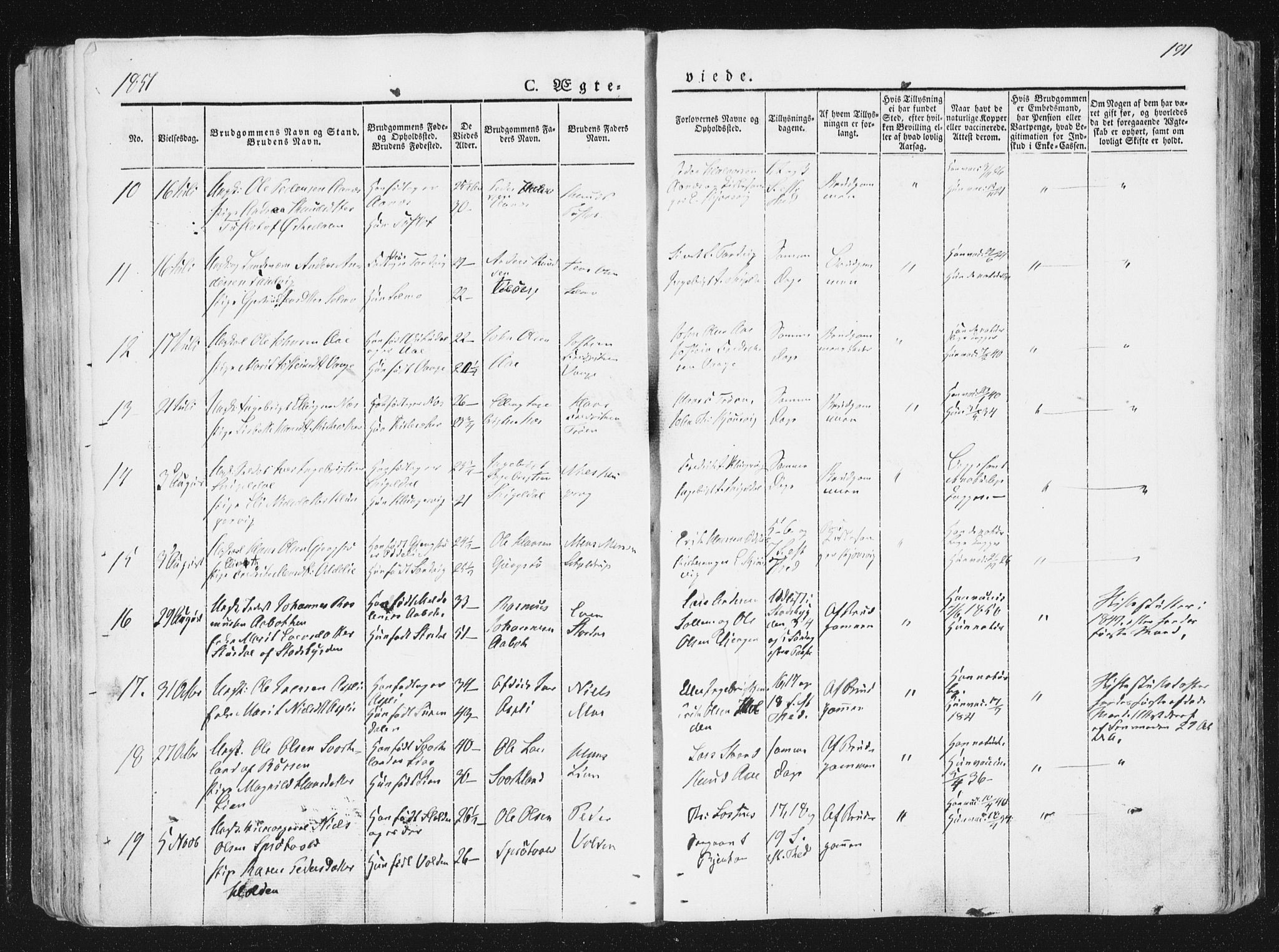 Ministerialprotokoller, klokkerbøker og fødselsregistre - Sør-Trøndelag, SAT/A-1456/630/L0493: Parish register (official) no. 630A06, 1841-1851, p. 191