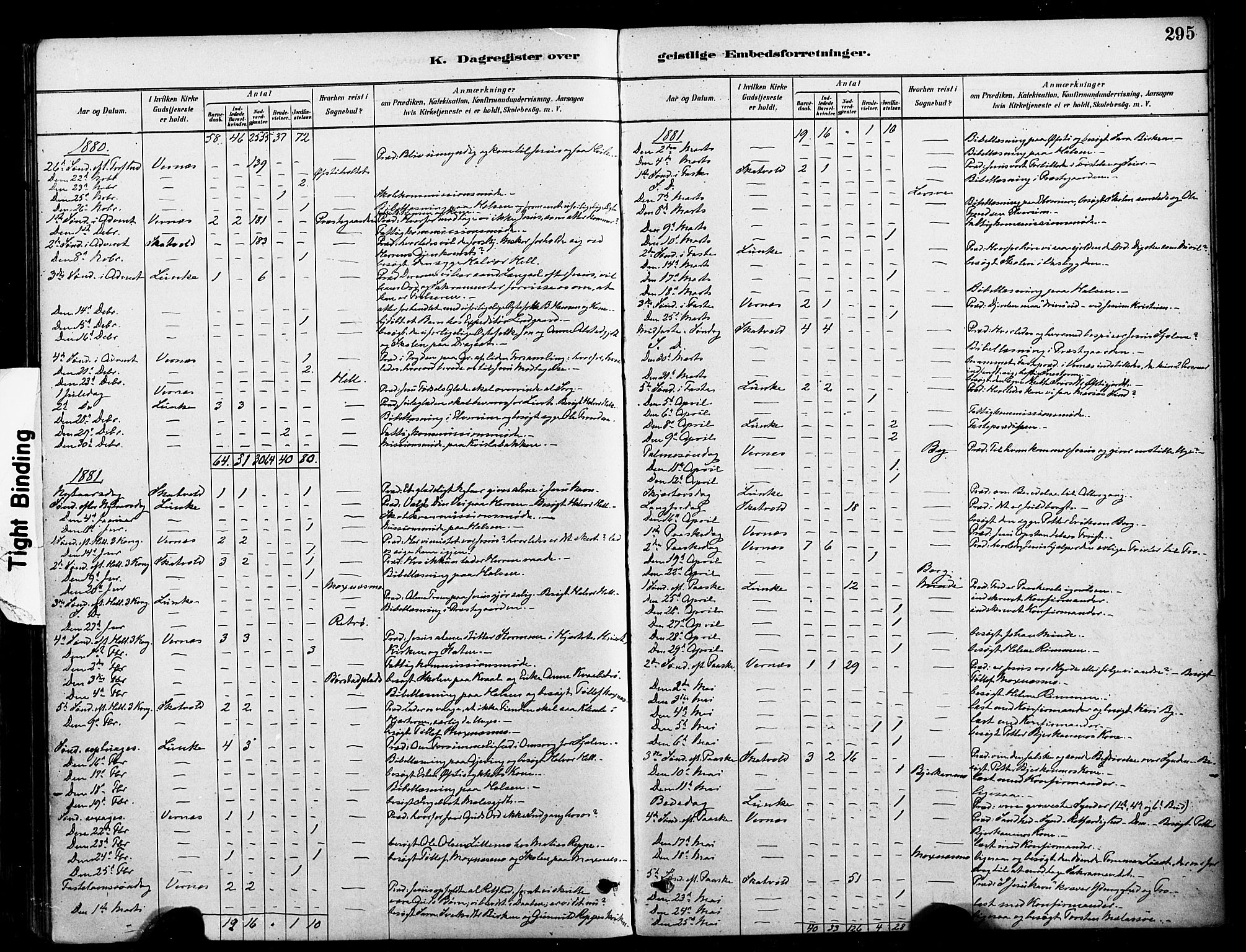 Ministerialprotokoller, klokkerbøker og fødselsregistre - Nord-Trøndelag, AV/SAT-A-1458/709/L0077: Parish register (official) no. 709A17, 1880-1895, p. 295