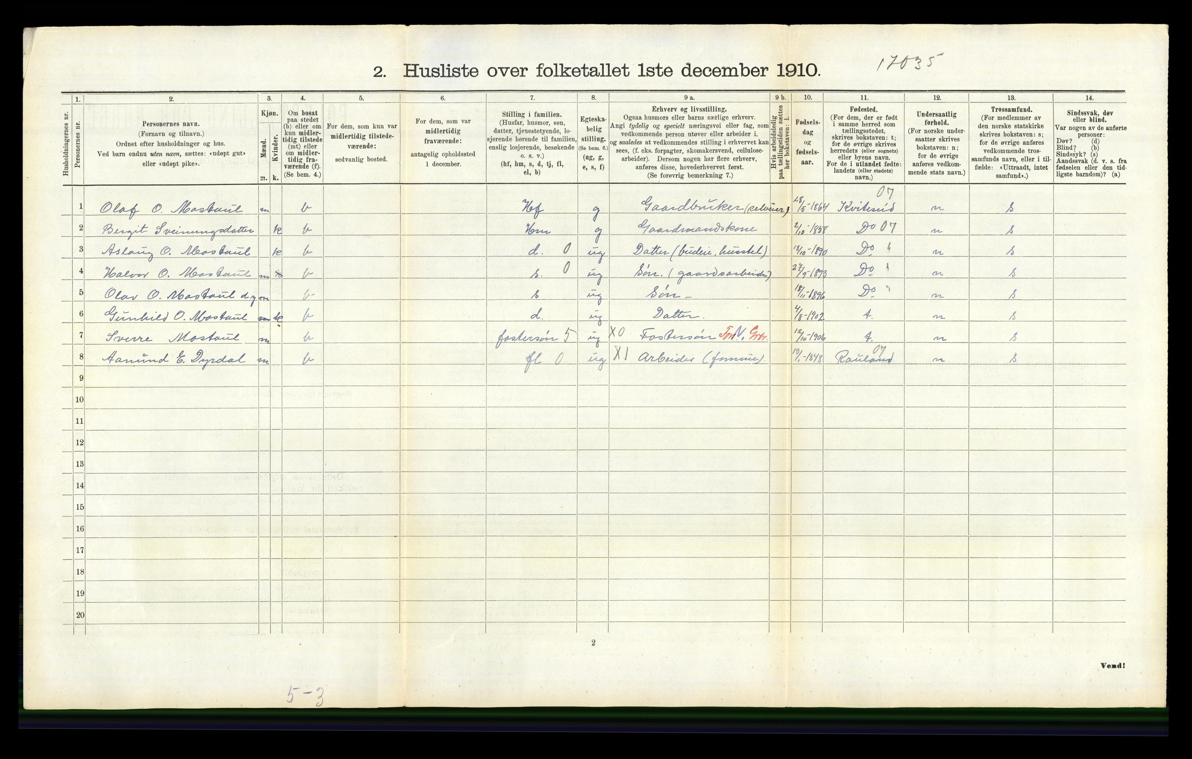 RA, 1910 census for Lårdal, 1910, p. 420