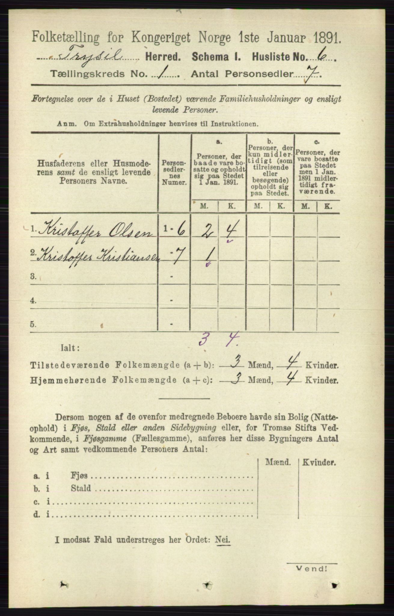 RA, 1891 census for 0428 Trysil, 1891, p. 37