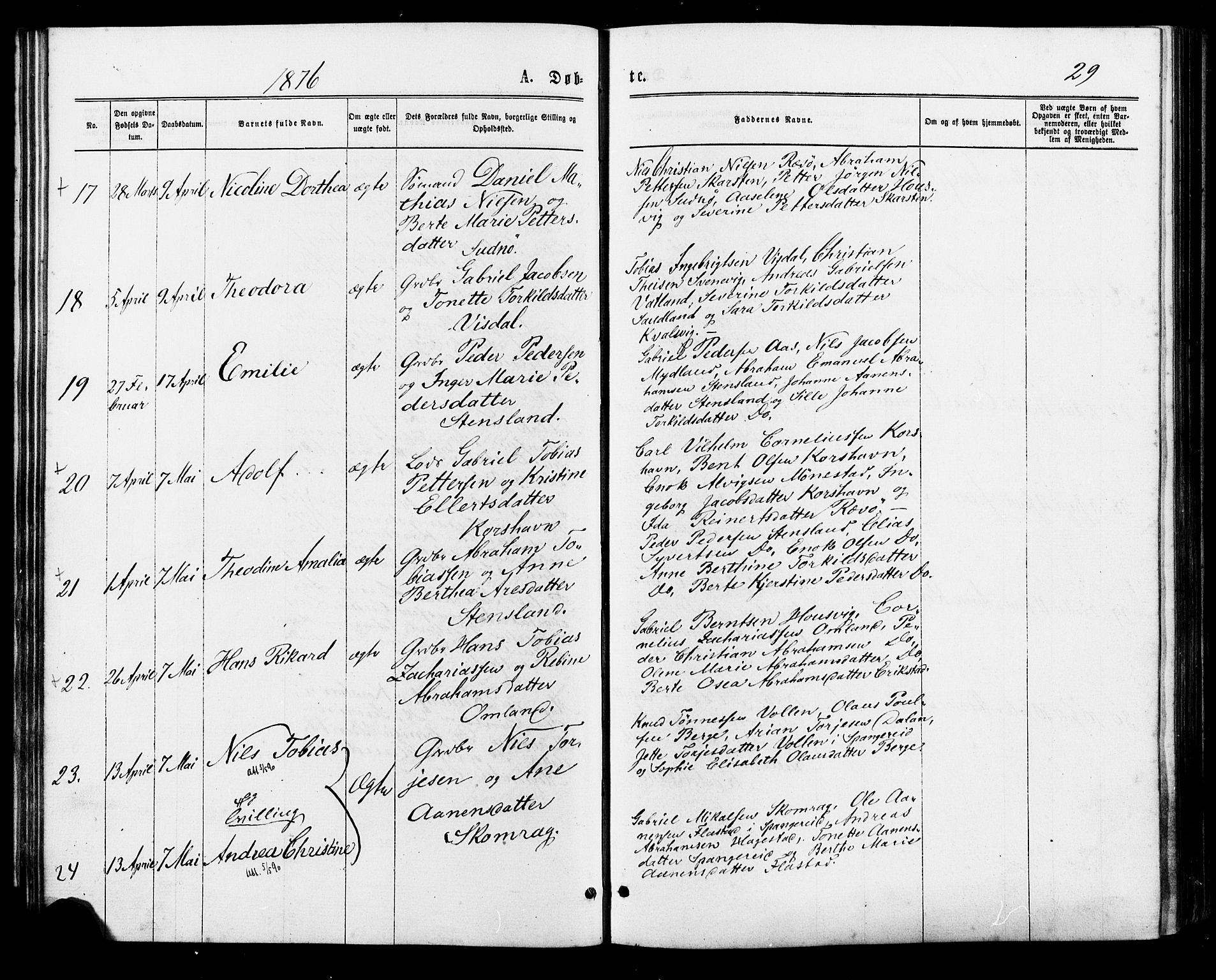 Lyngdal sokneprestkontor, AV/SAK-1111-0029/F/Fa/Faa/L0003: Parish register (official) no. A 3, 1871-1882, p. 29