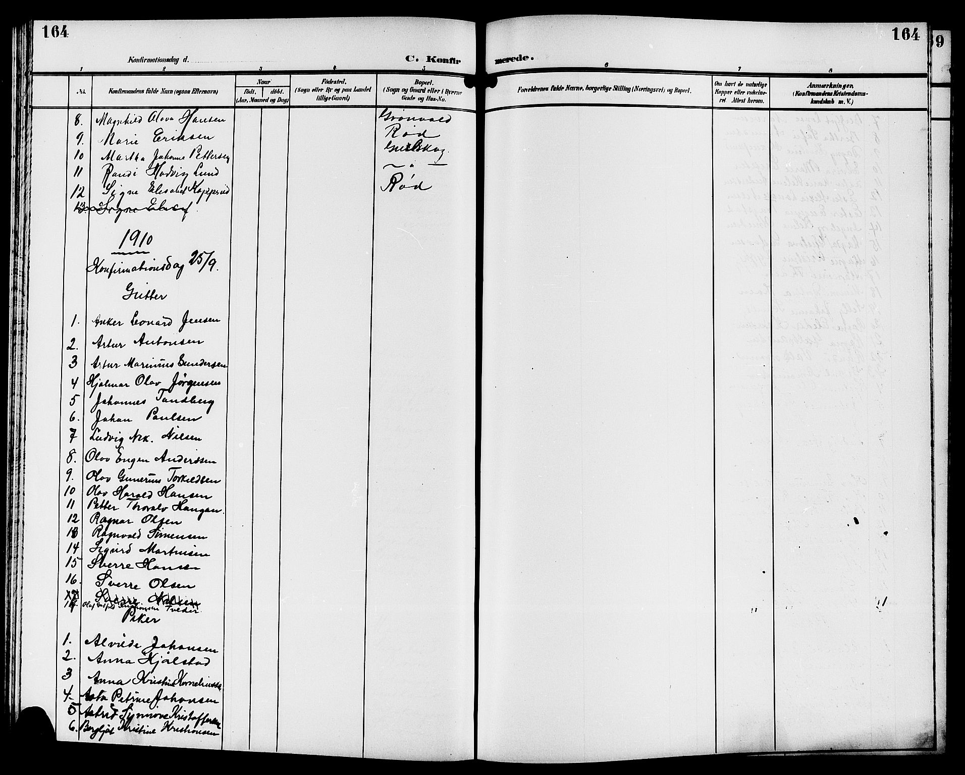 Strømsgodset kirkebøker, SAKO/A-324/G/Ga/L0002: Parish register (copy) no. 2, 1885-1910, p. 164