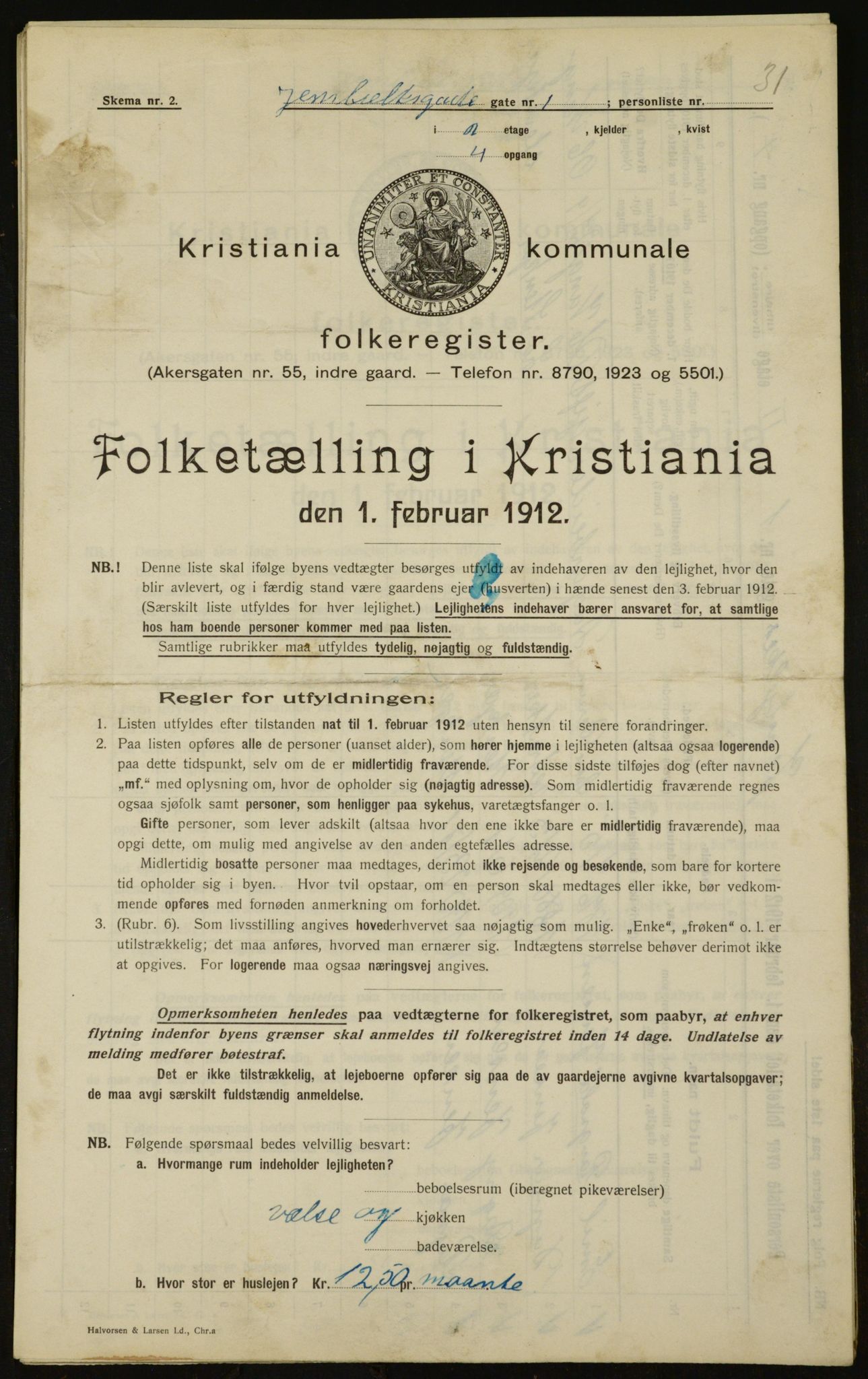 OBA, Municipal Census 1912 for Kristiania, 1912, p. 45770