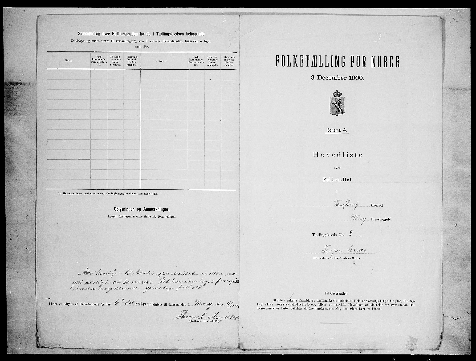 SAH, 1900 census for Vang, 1900, p. 30