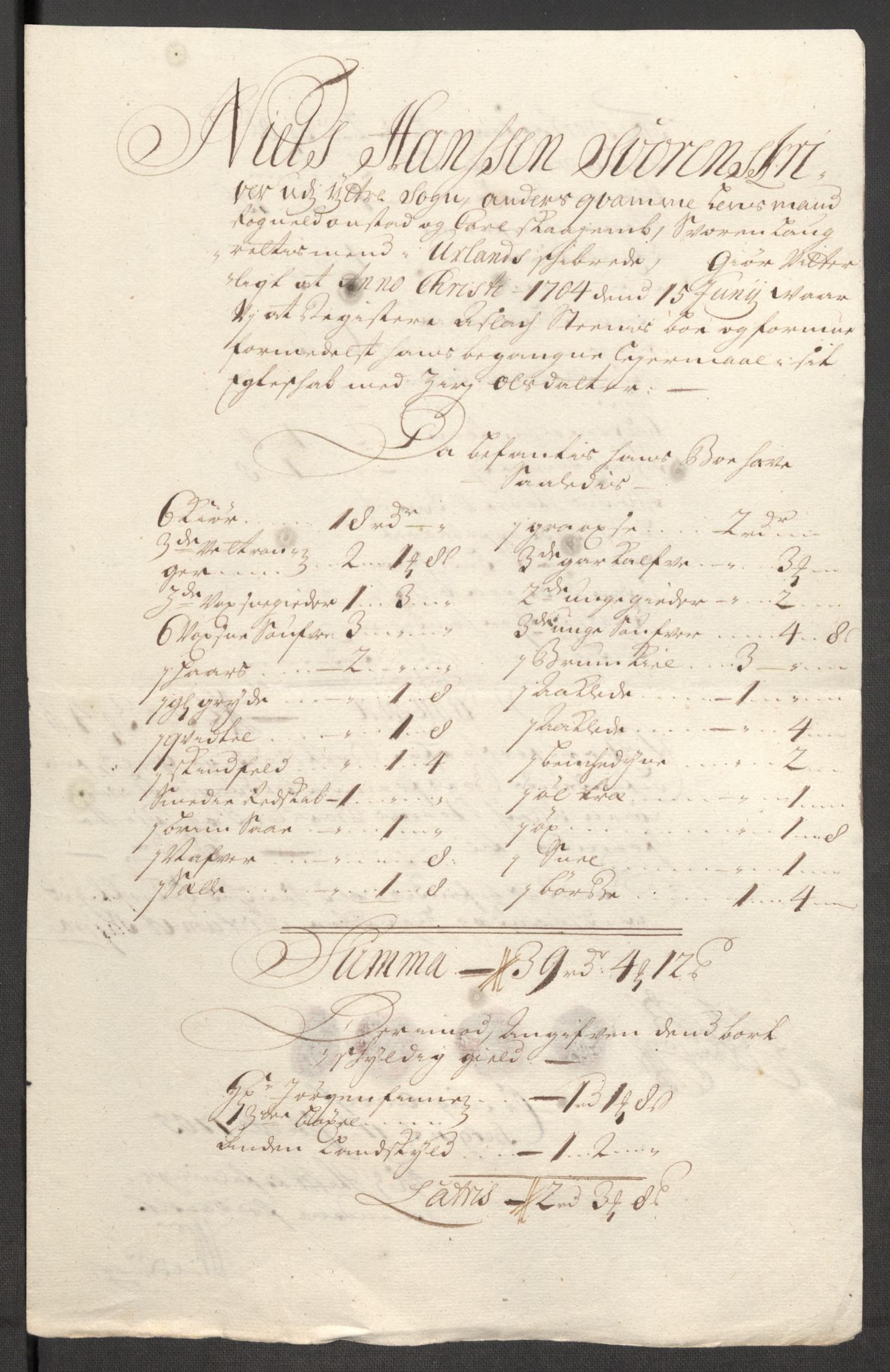Rentekammeret inntil 1814, Reviderte regnskaper, Fogderegnskap, RA/EA-4092/R52/L3313: Fogderegnskap Sogn, 1703-1704, p. 405