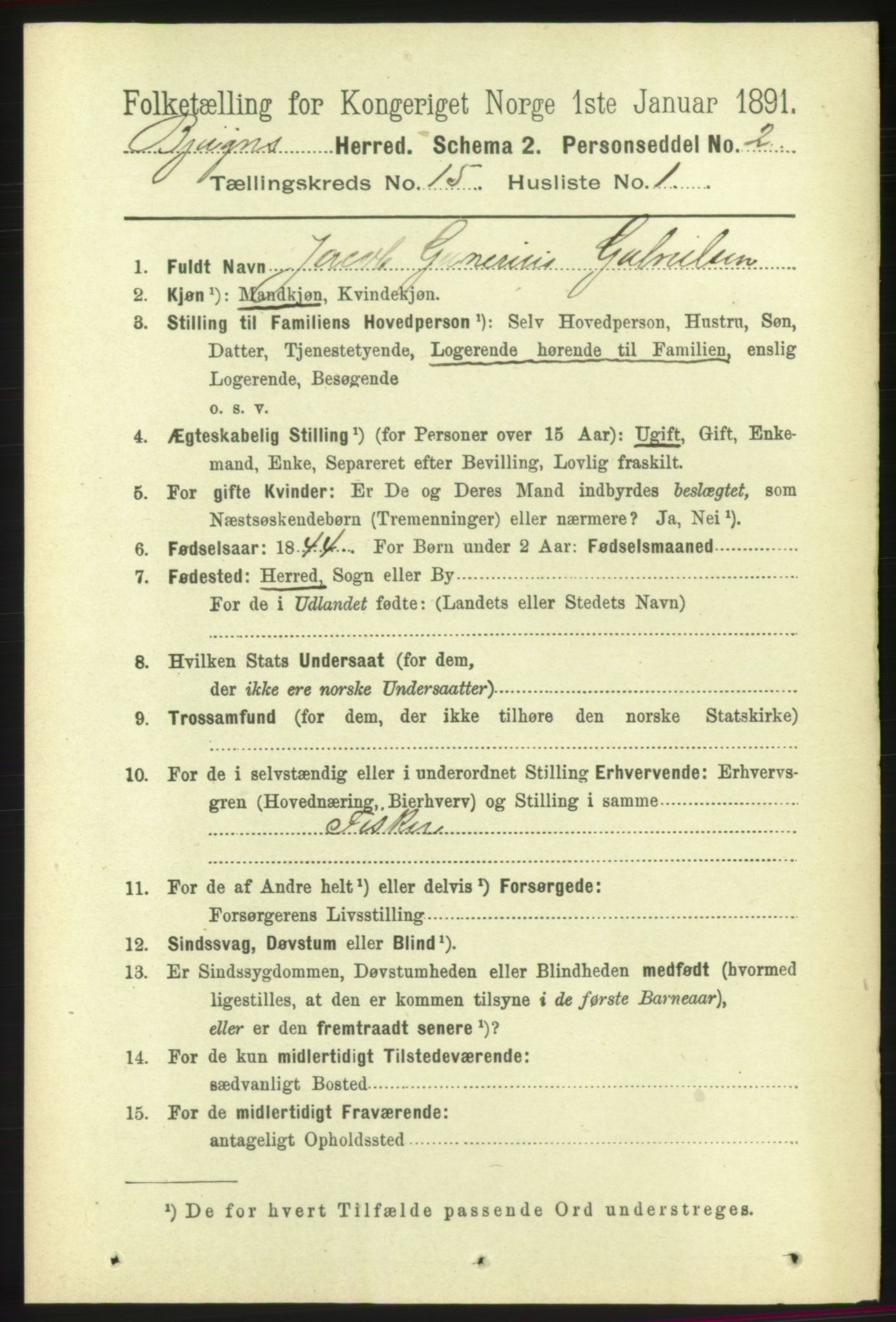 RA, 1891 census for 1627 Bjugn, 1891, p. 4239