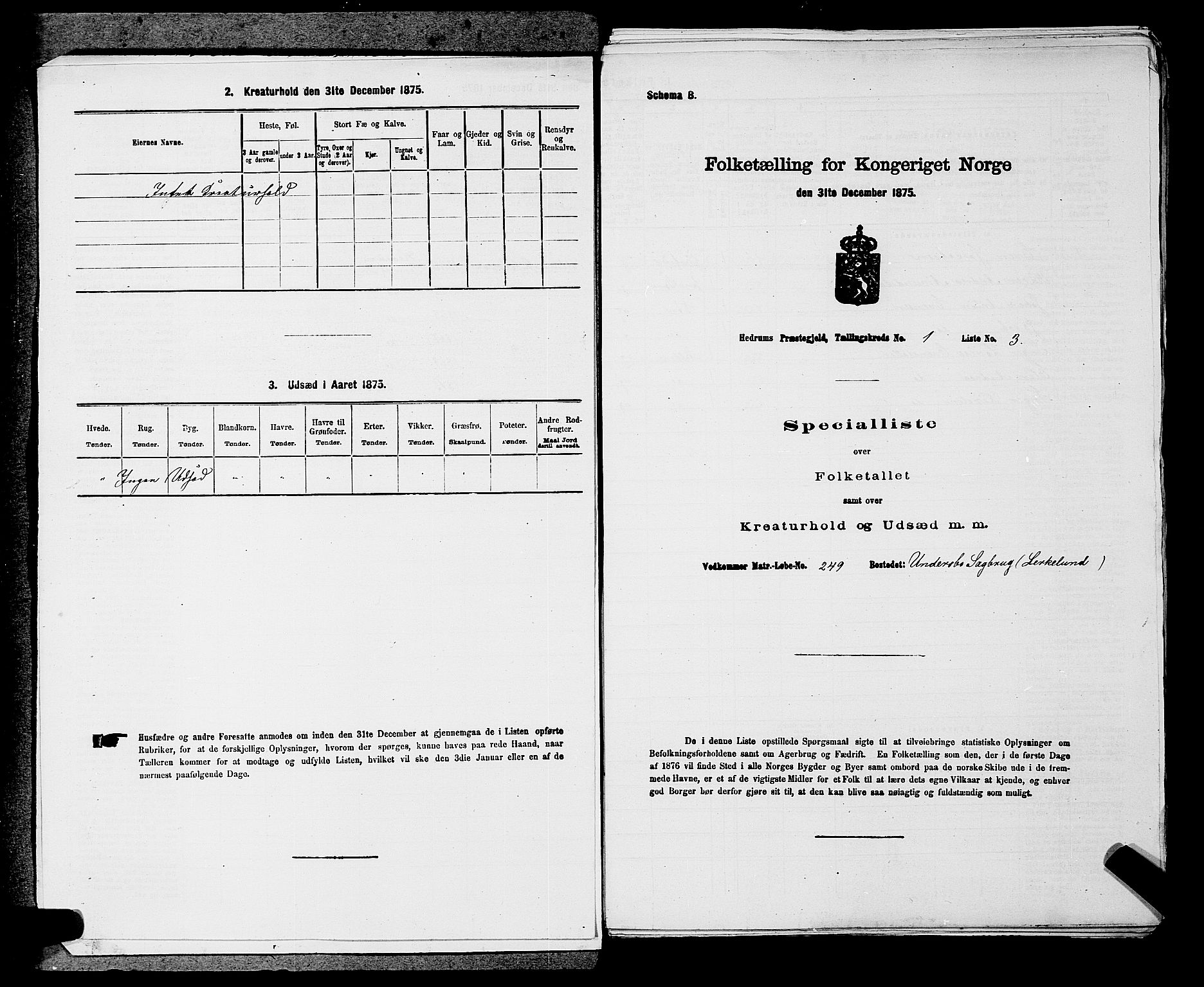 SAKO, 1875 census for 0727P Hedrum, 1875, p. 72