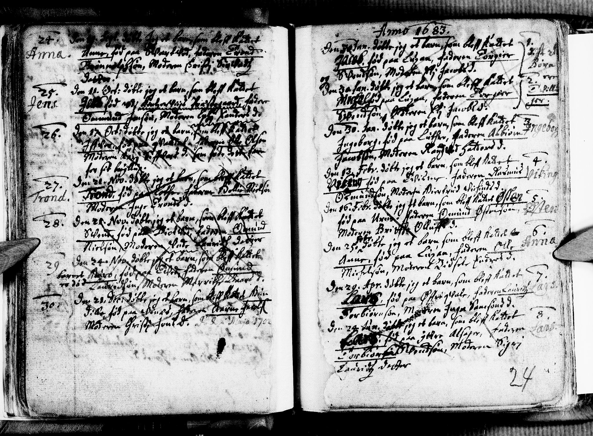 Ullensvang sokneprestembete, AV/SAB-A-78701/H/Haa: Parish register (official) no. A 1 /2, 1669-1719, p. 24