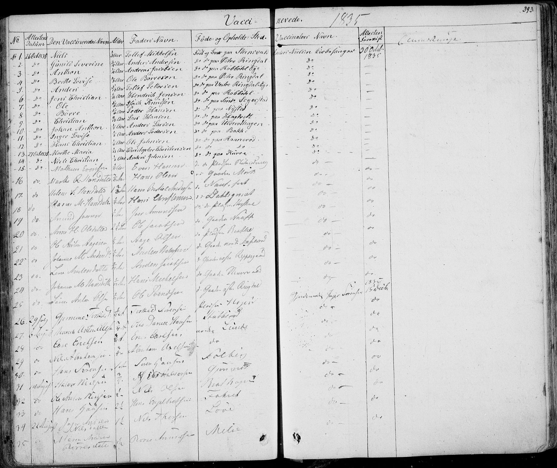 Hedrum kirkebøker, AV/SAKO-A-344/F/Fa/L0005: Parish register (official) no. I 5, 1835-1848, p. 393