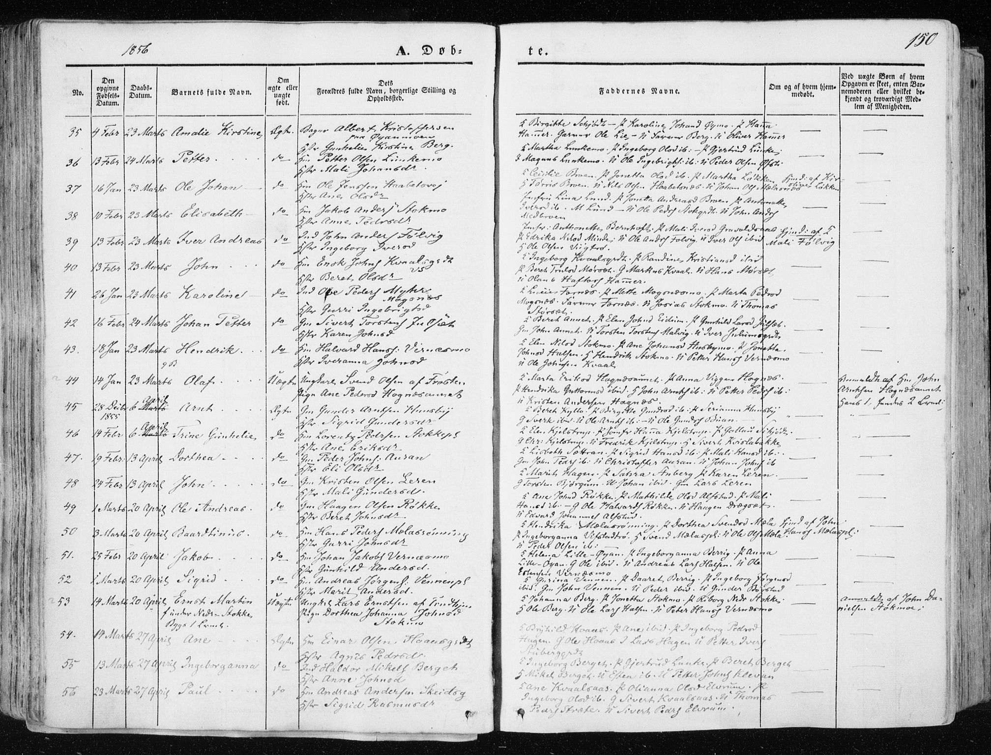 Ministerialprotokoller, klokkerbøker og fødselsregistre - Nord-Trøndelag, AV/SAT-A-1458/709/L0074: Parish register (official) no. 709A14, 1845-1858, p. 150