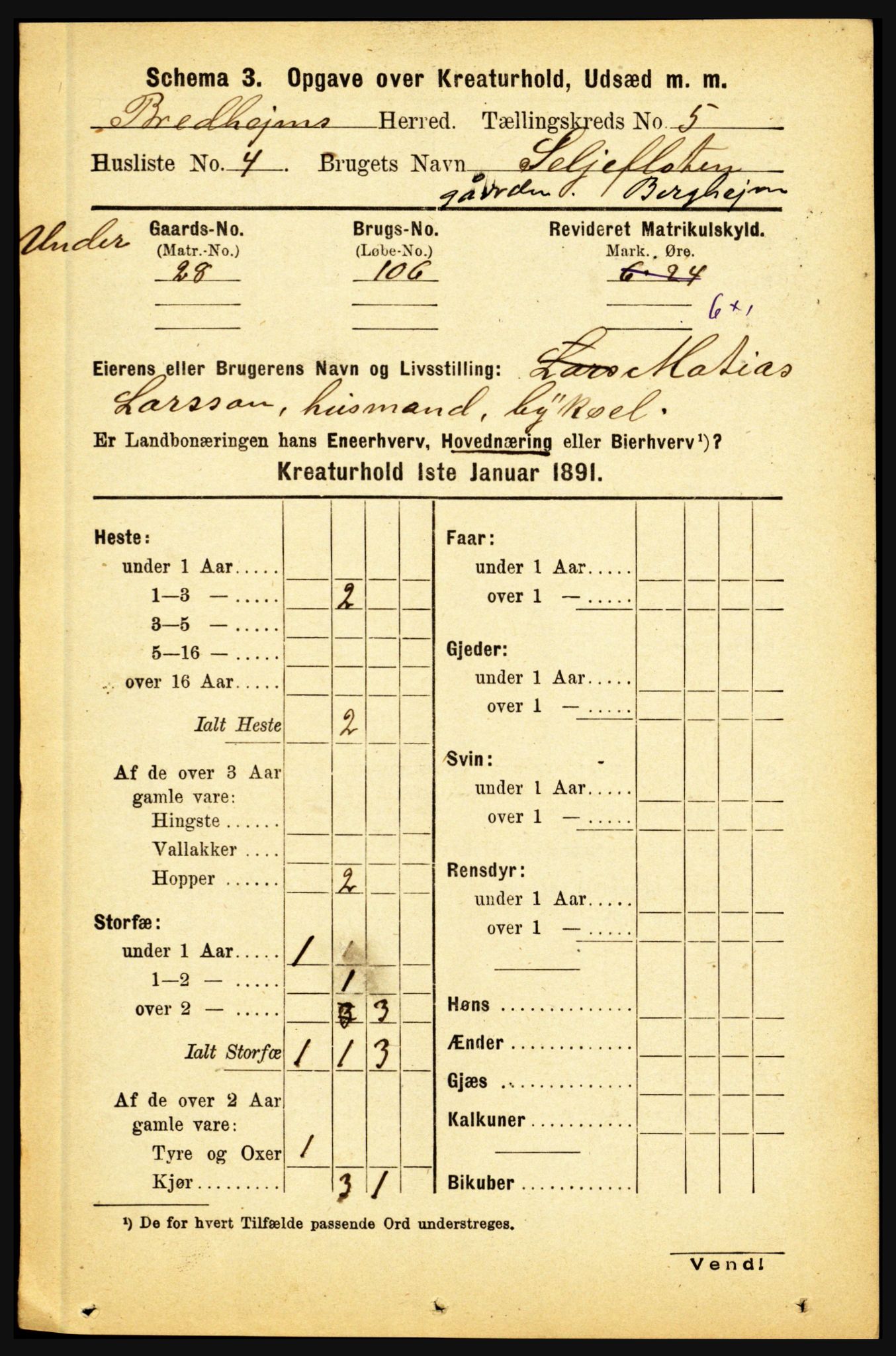 RA, 1891 census for 1446 Breim, 1891, p. 2780