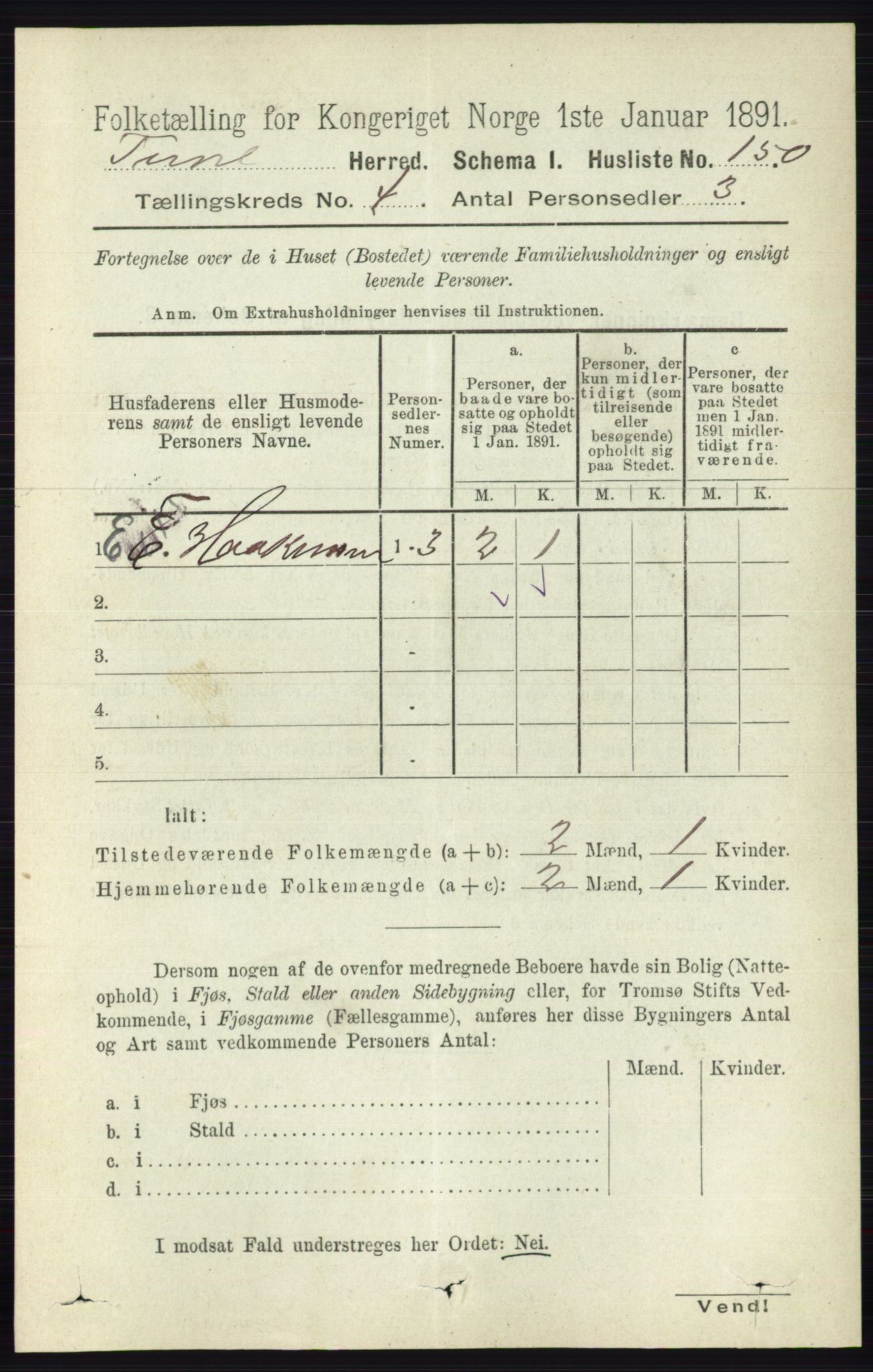 RA, 1891 census for 0130 Tune, 1891, p. 2191