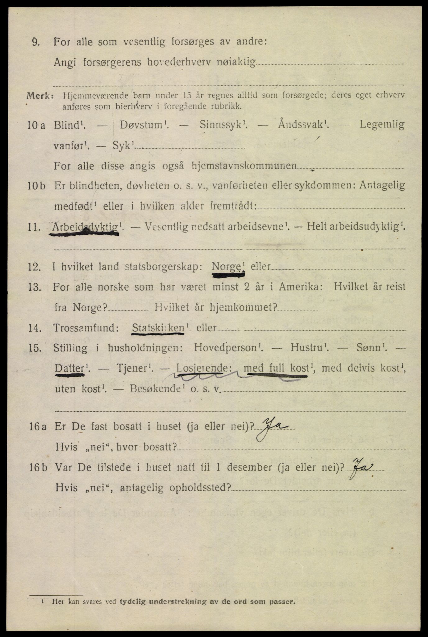 SAK, 1920 census for Lillesand, 1920, p. 2336