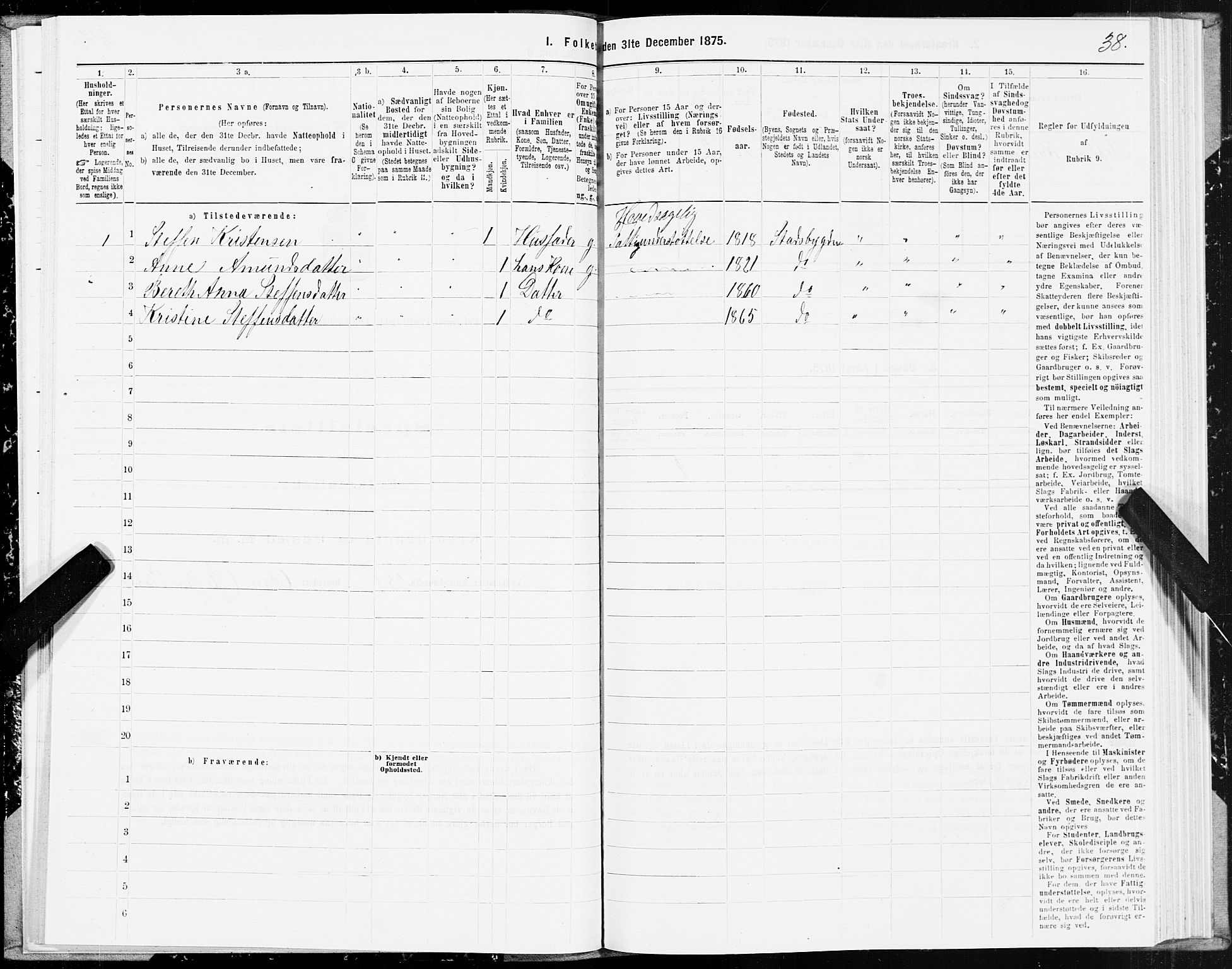 SAT, 1875 census for 1752P Kolvereid, 1875, p. 1038