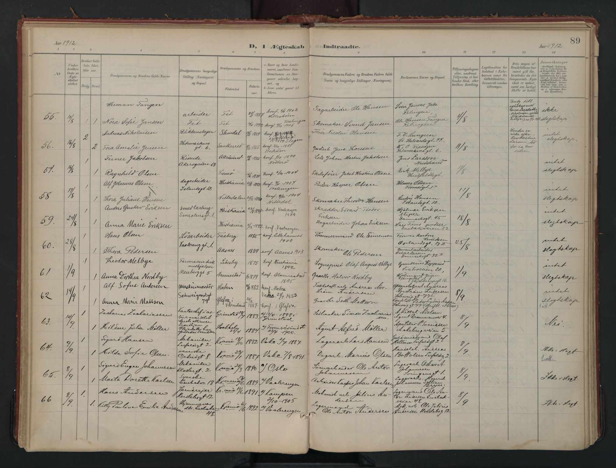 Vålerengen prestekontor Kirkebøker, SAO/A-10878/F/Fa/L0002: Parish register (official) no. 2, 1899-1924, p. 89