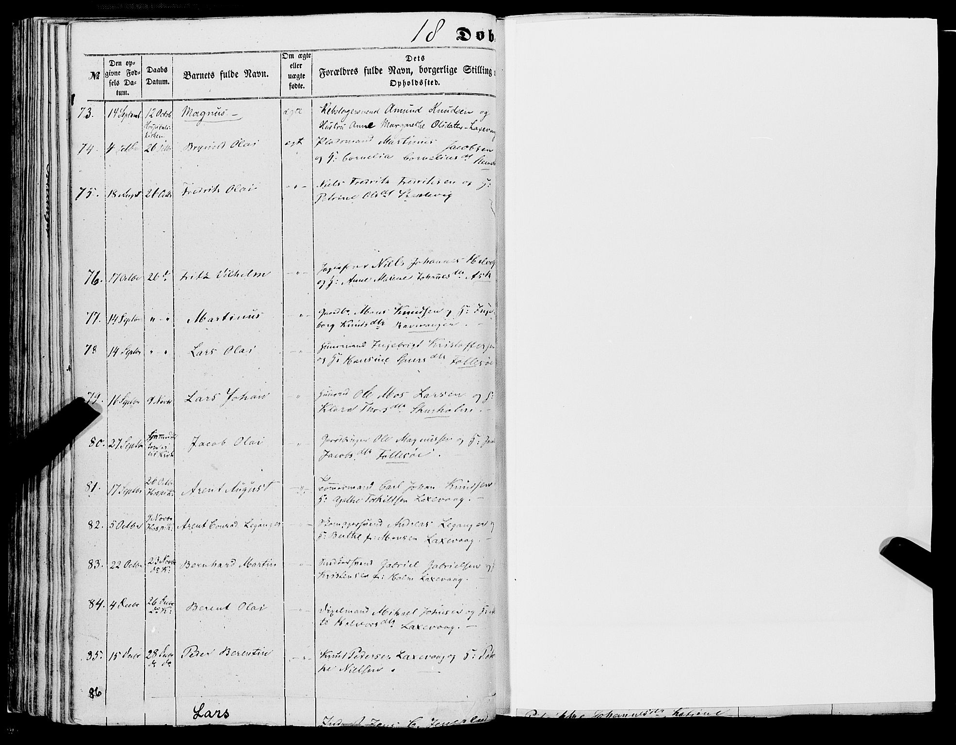 Askøy Sokneprestembete, AV/SAB-A-74101/H/Ha/Haa/Haaa/L0008: Parish register (official) no. A 8, 1852-1862, p. 73