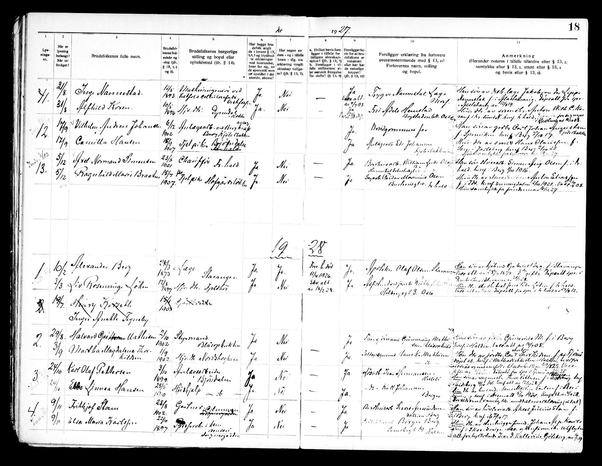 Berg prestekontor Kirkebøker, SAO/A-10902/H/Ha/L0002: Banns register no. I 2, 1919-1966, p. 18