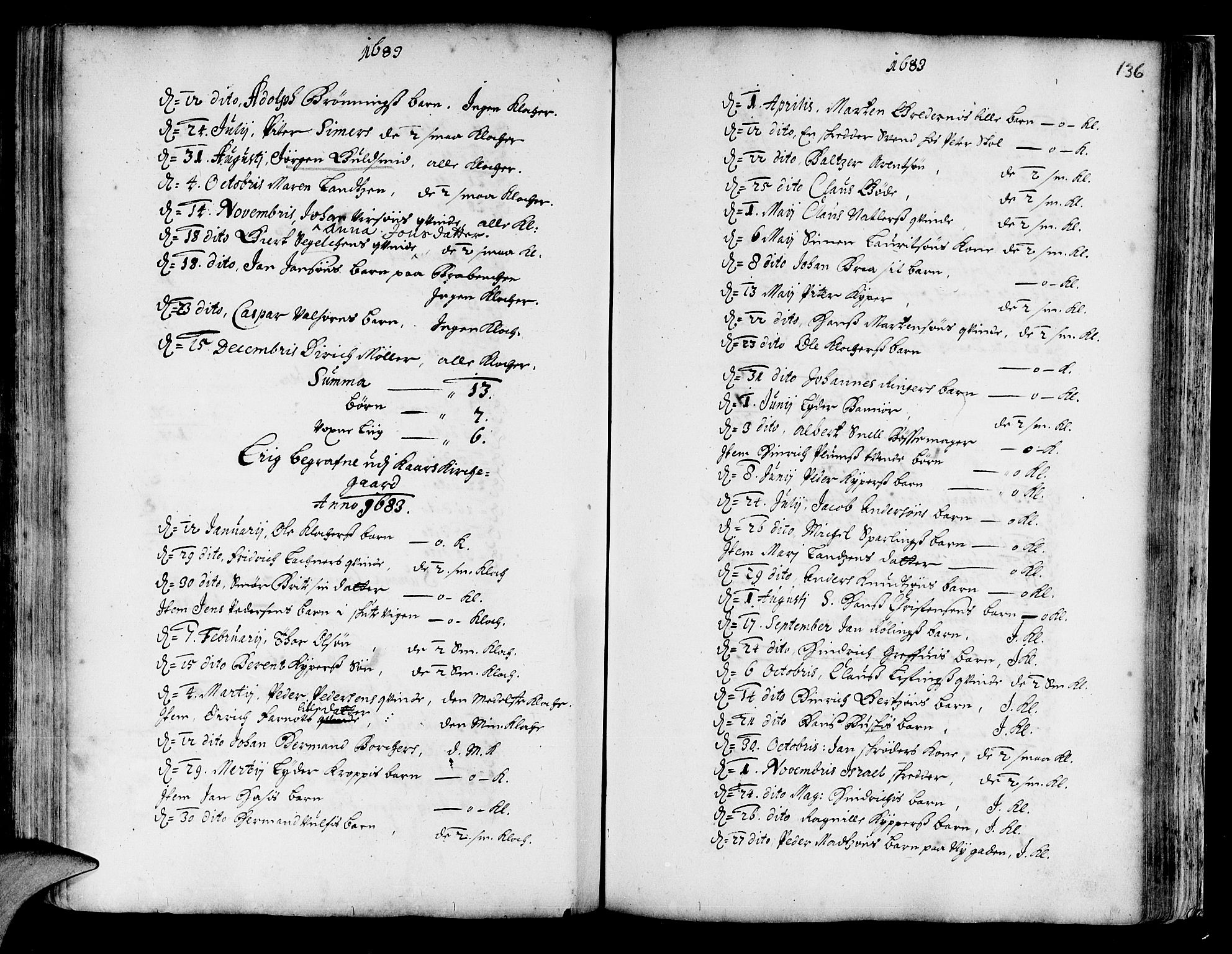 Korskirken sokneprestembete, AV/SAB-A-76101/H/Haa/L0001: Parish register (official) no. A 1, 1674-1688, p. 136