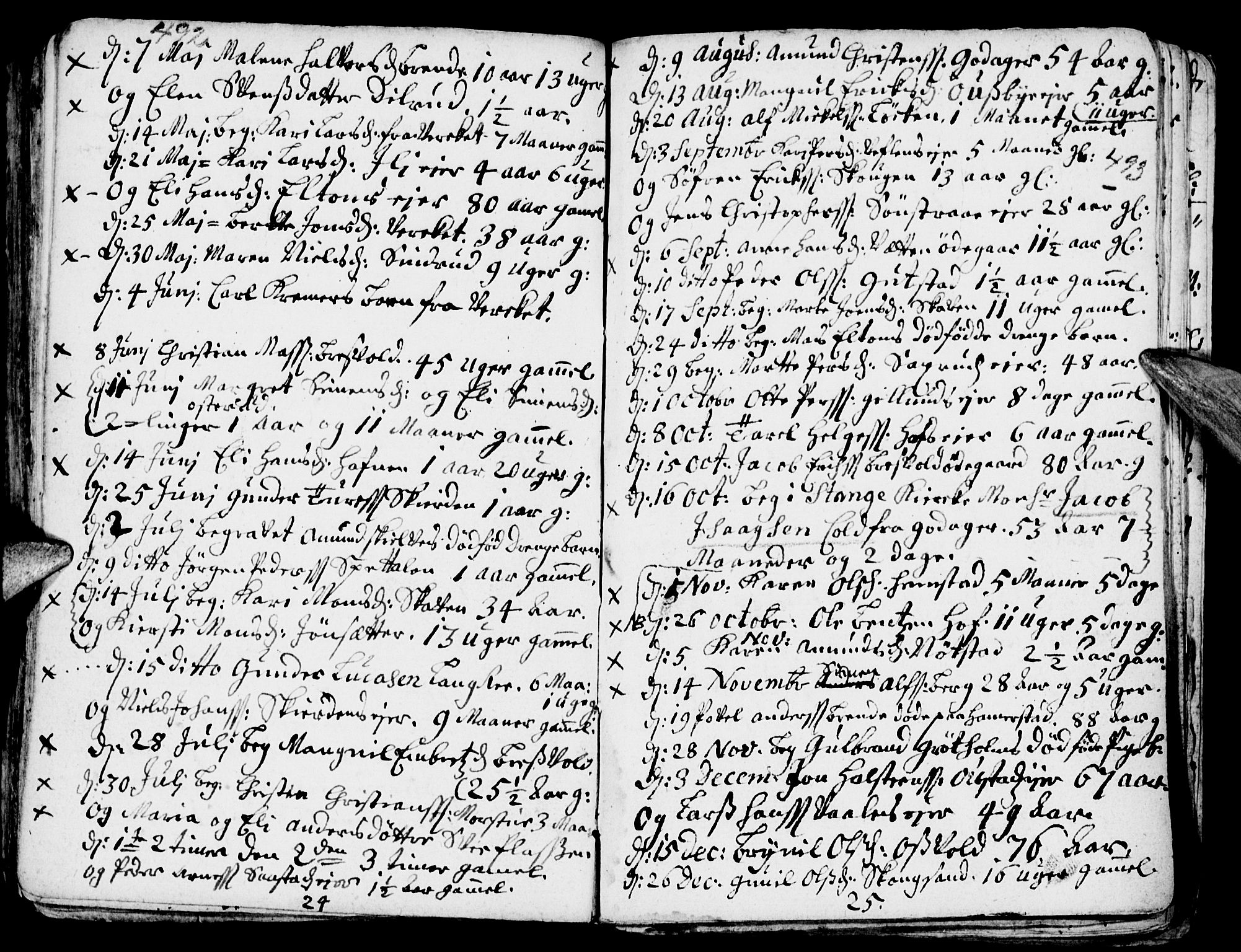 Stange prestekontor, AV/SAH-PREST-002/K/L0002: Parish register (official) no. 2, 1724-1740, p. 492-493