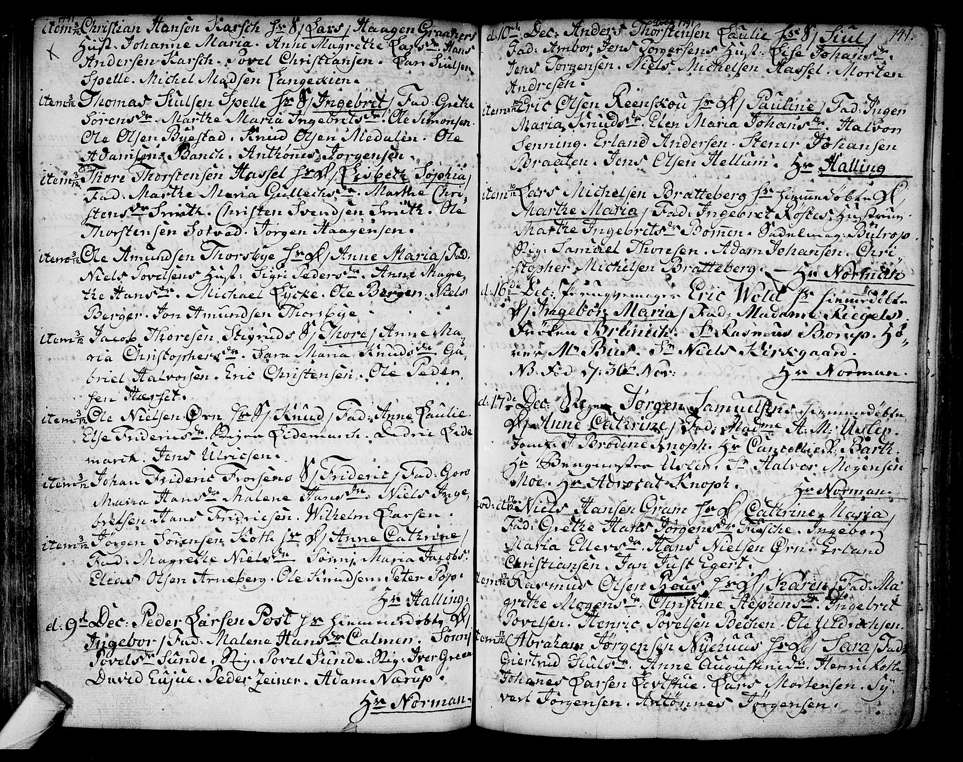 Kongsberg kirkebøker, SAKO/A-22/F/Fa/L0006: Parish register (official) no. I 6, 1783-1797, p. 141