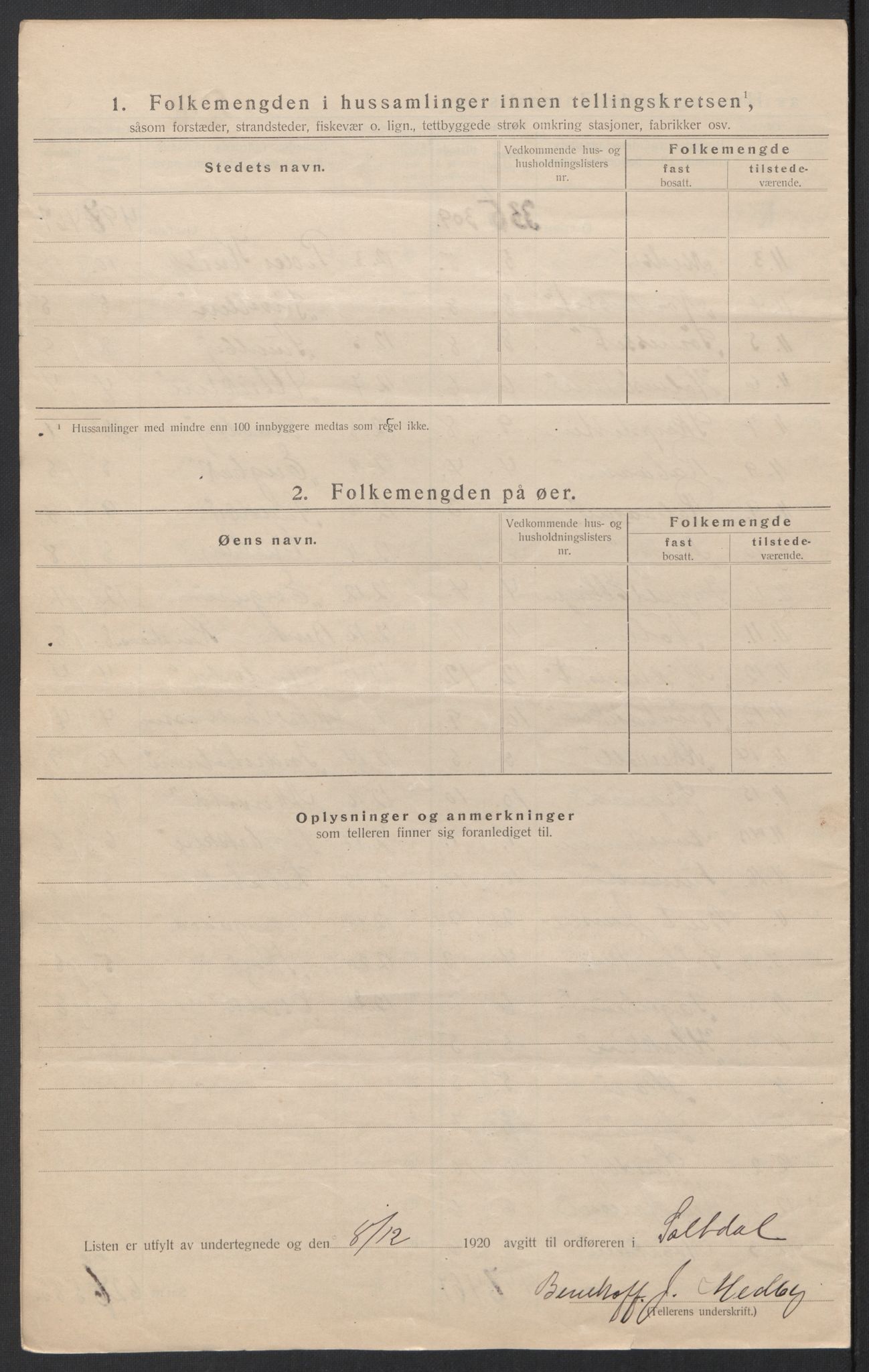 SAT, 1920 census for Saltdal, 1920, p. 37