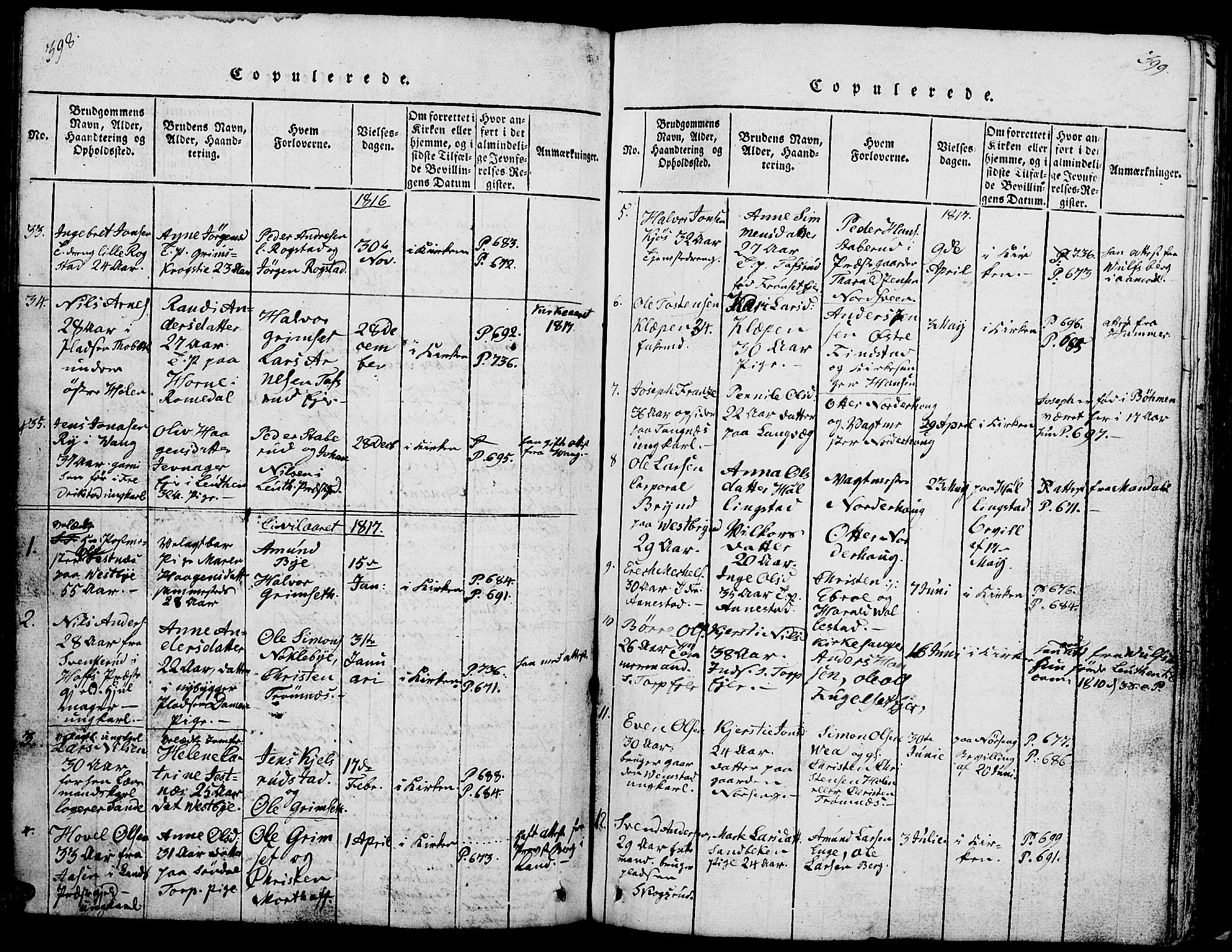 Løten prestekontor, SAH/PREST-022/L/La/L0001: Parish register (copy) no. 1, 1812-1832, p. 398-399