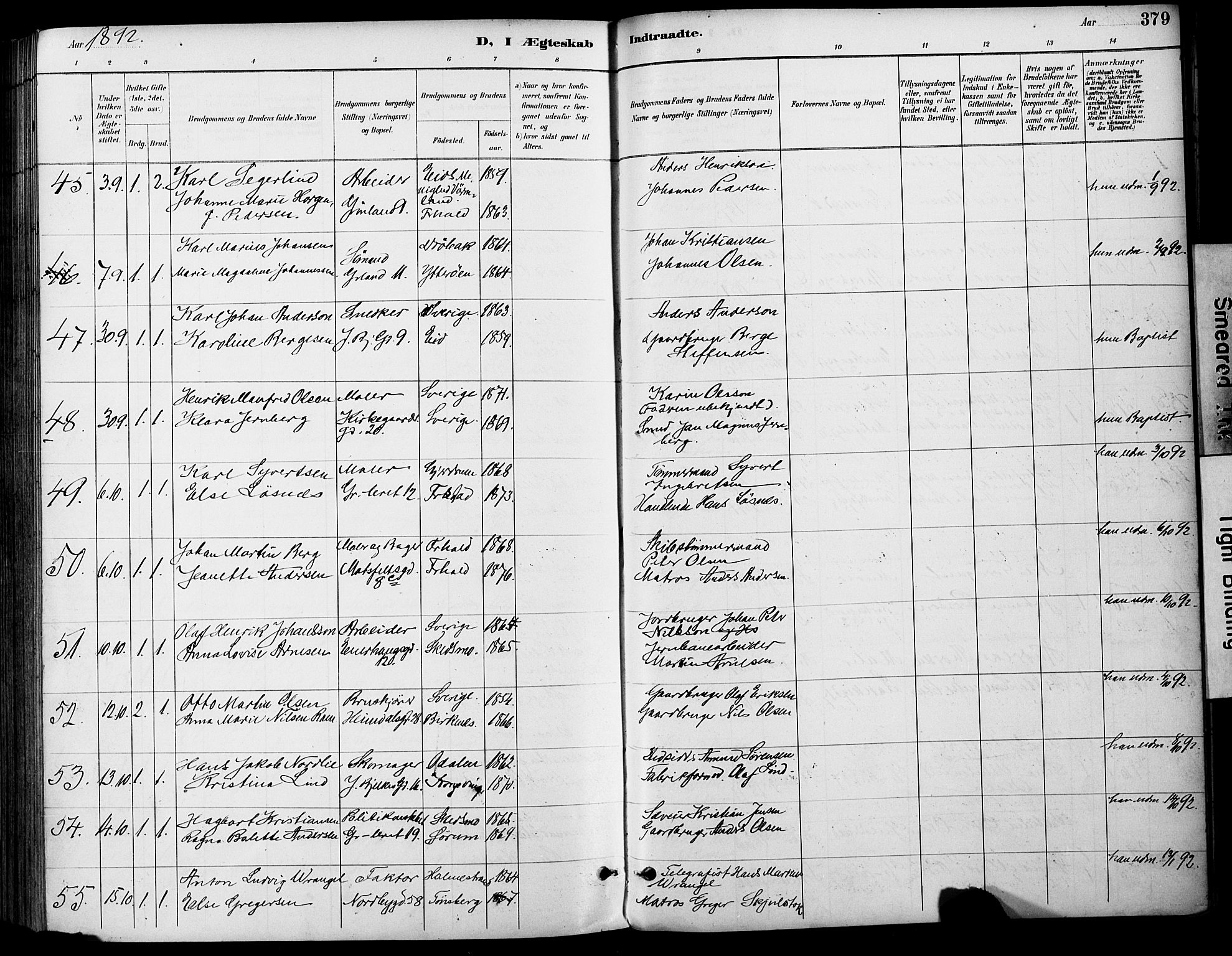 Grønland prestekontor Kirkebøker, AV/SAO-A-10848/F/Fa/L0013: Parish register (official) no. 13, 1887-1906, p. 379