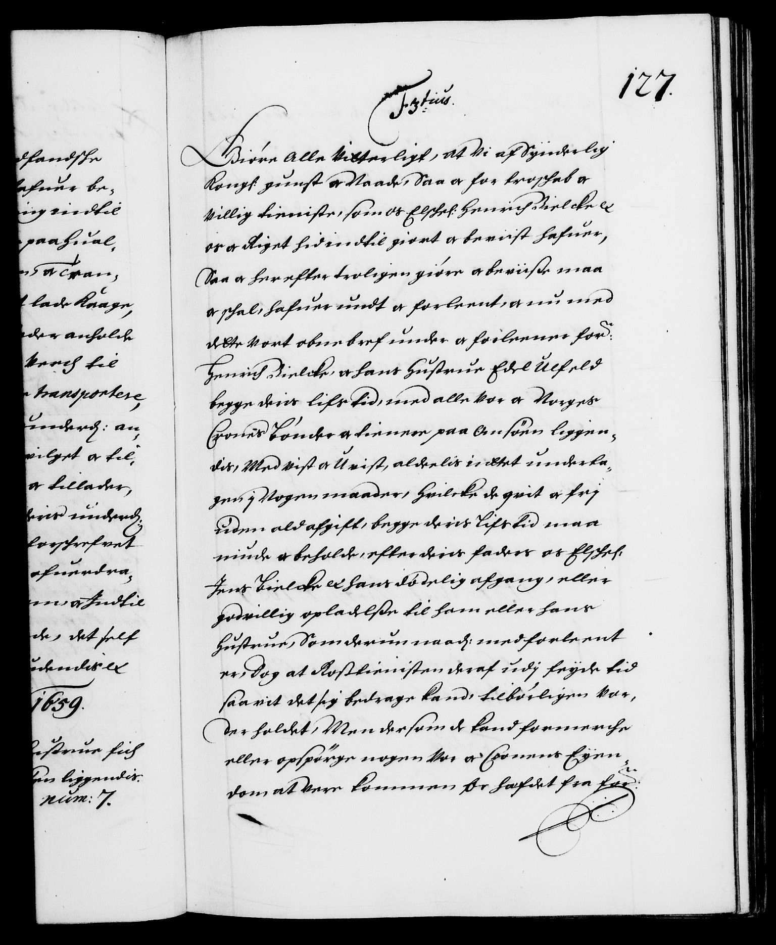 Danske Kanselli 1572-1799, RA/EA-3023/F/Fc/Fca/Fcaa/L0009: Norske registre (mikrofilm), 1657-1660, p. 127a