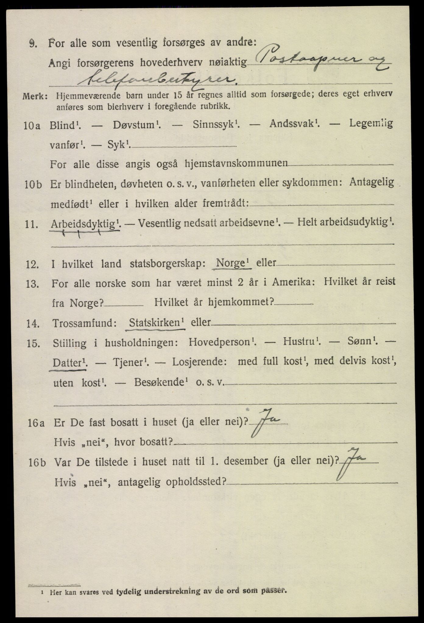 SAK, 1920 census for Iveland, 1920, p. 930