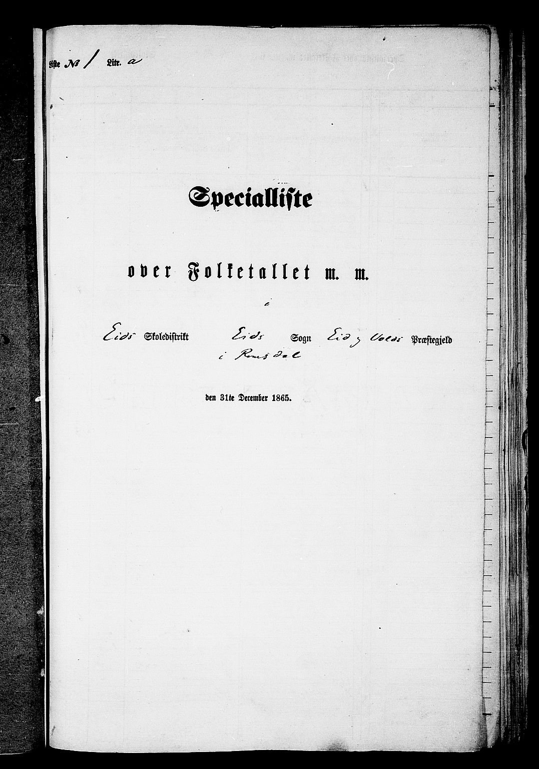 RA, 1865 census for Eid og Vold, 1865, p. 6