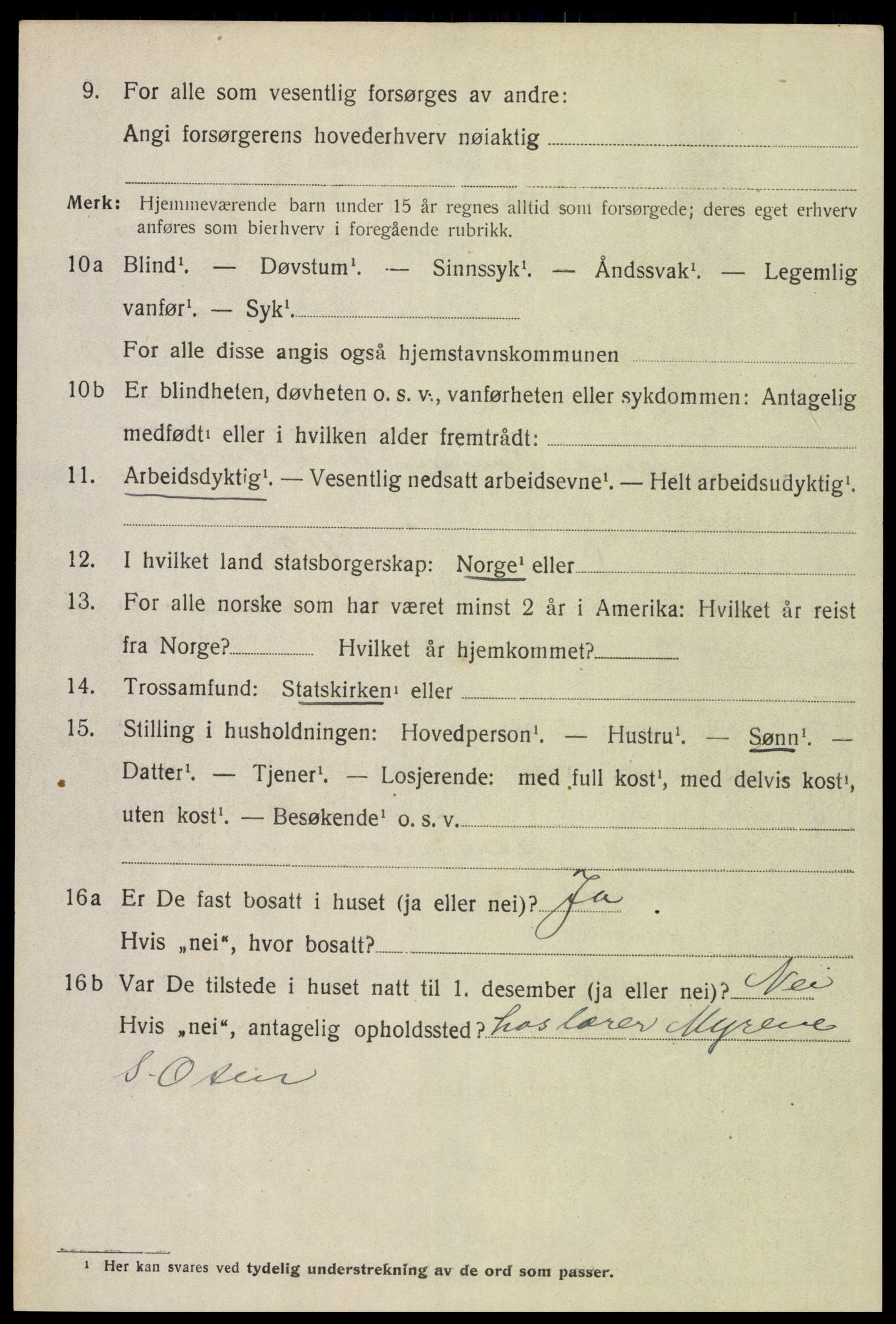 SAH, 1920 census for Trysil, 1920, p. 10612