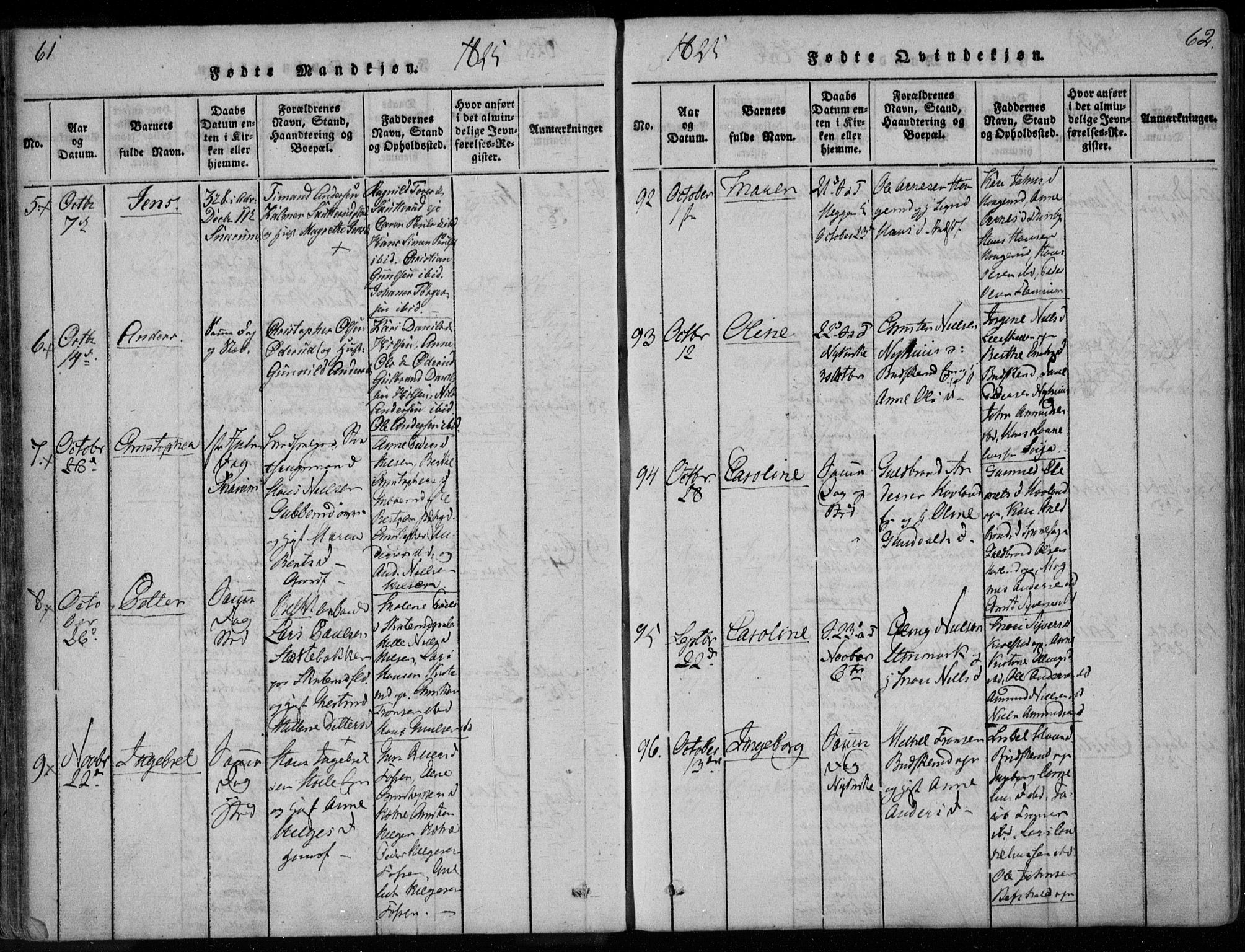 Modum kirkebøker, SAKO/A-234/F/Fa/L0005: Parish register (official) no. 5, 1824-1841, p. 61-62