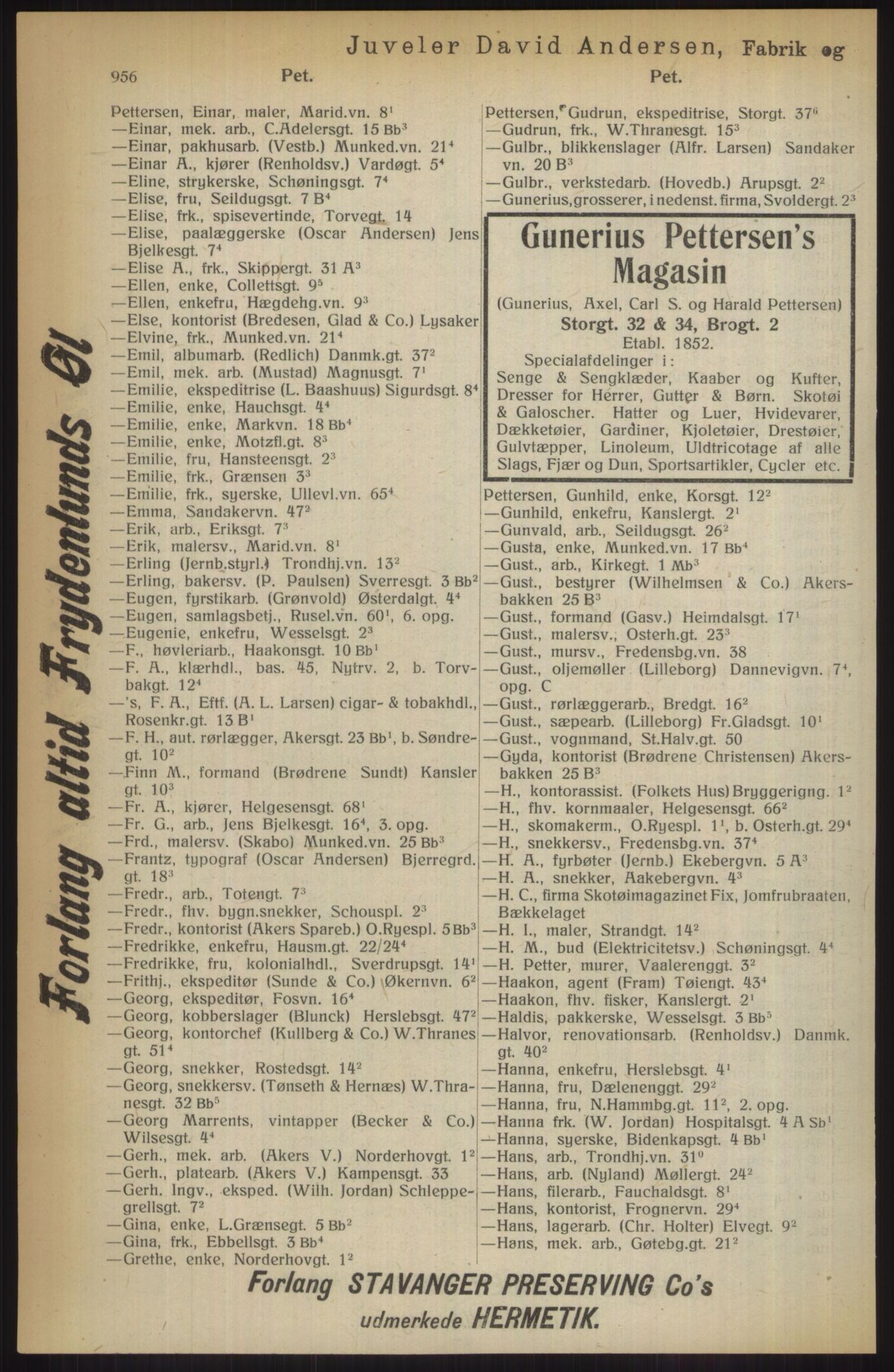 Kristiania/Oslo adressebok, PUBL/-, 1914, p. 956