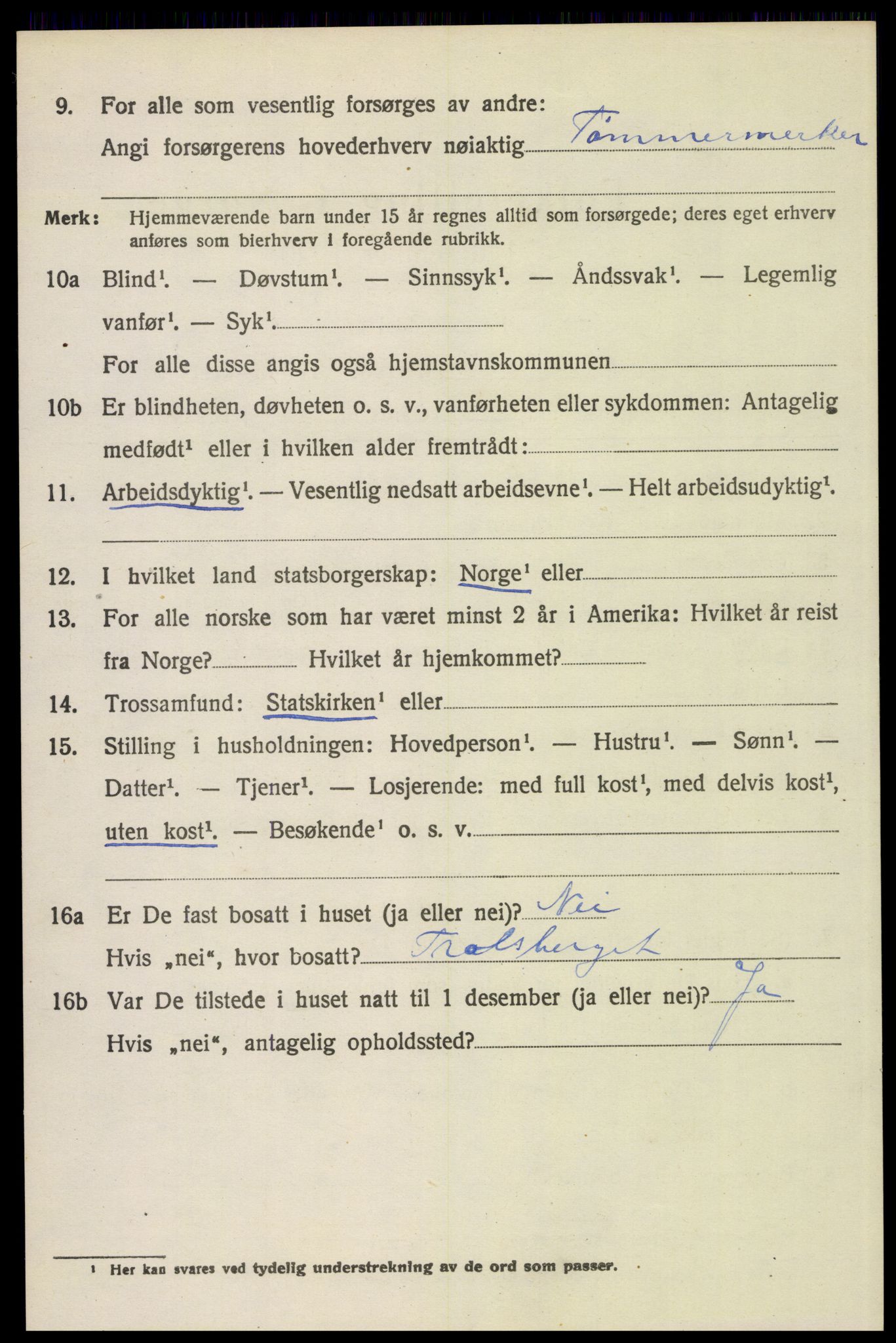 SAH, 1920 census for Trysil, 1920, p. 3180