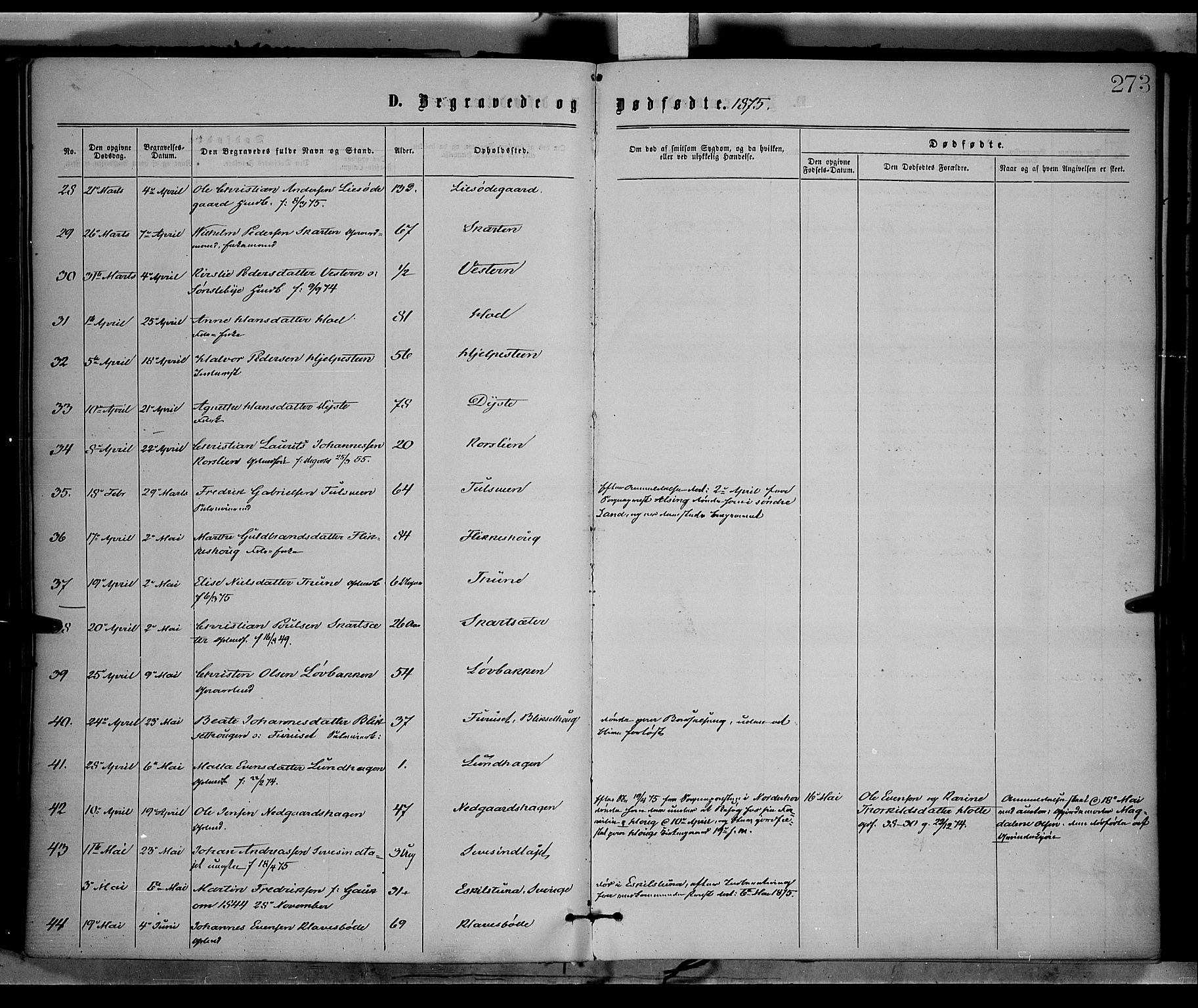 Vestre Toten prestekontor, SAH/PREST-108/H/Ha/Haa/L0008: Parish register (official) no. 8, 1870-1877, p. 273